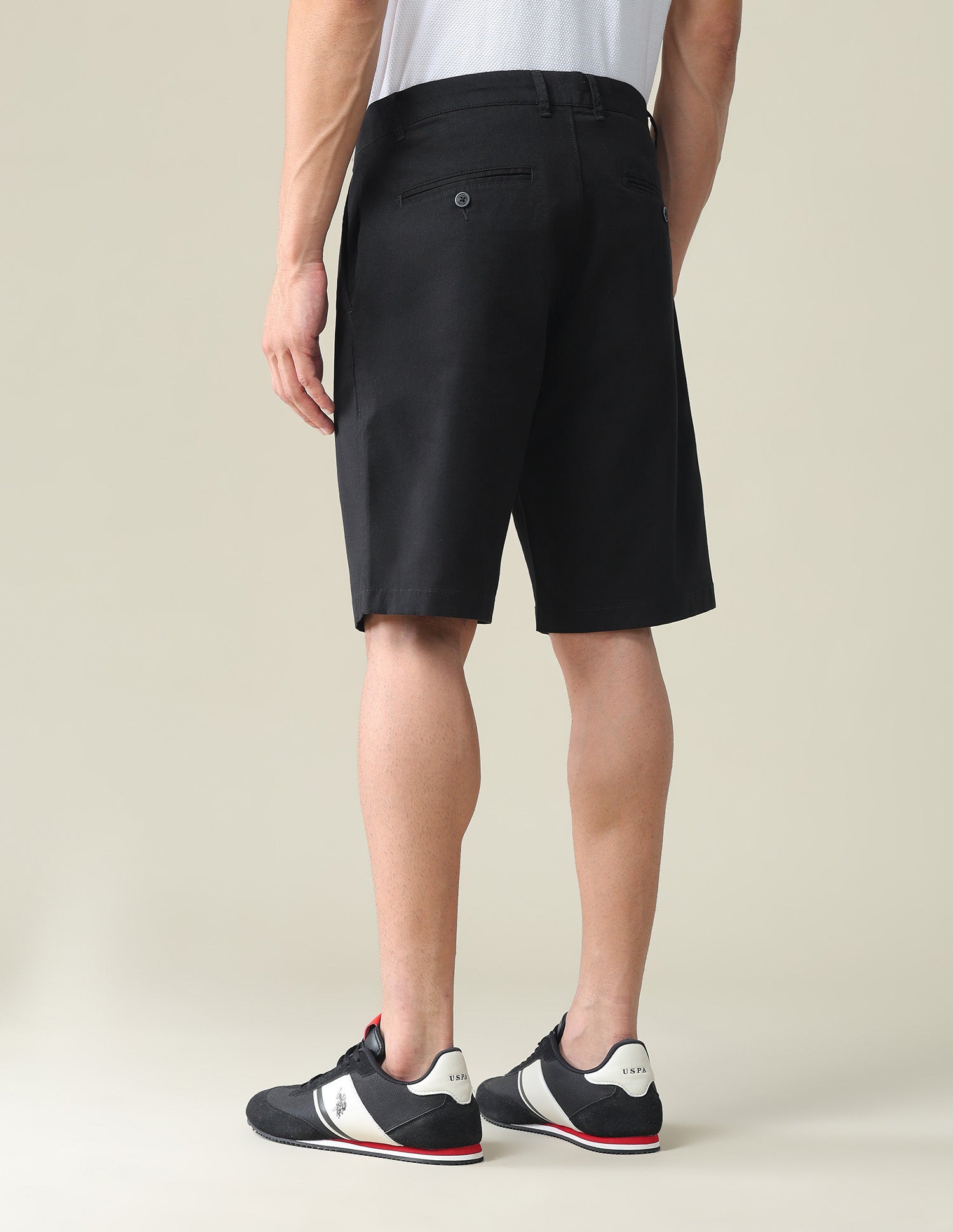 Mid Rise Solid Slim Fit Shorts Black - U.S. POLO ASSN. | Large