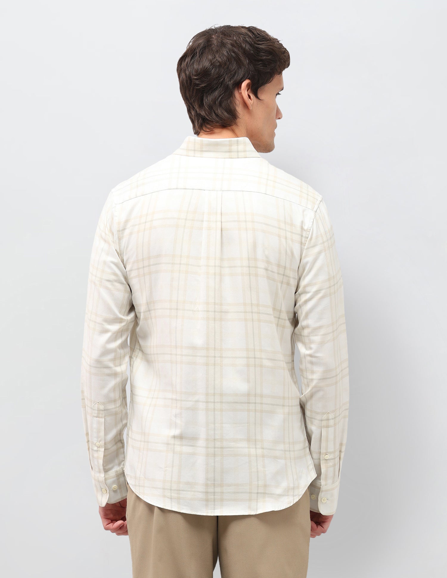 Grid Tattersall Checked Twill Shirt Ivory - U.S. Polo Assn. India | Large