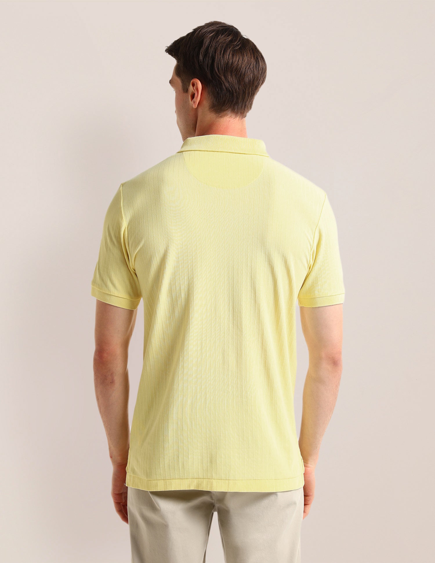 Textured Slim Fit Polo Shirt Light Yellow - U.S. Polo Assn. India | Large