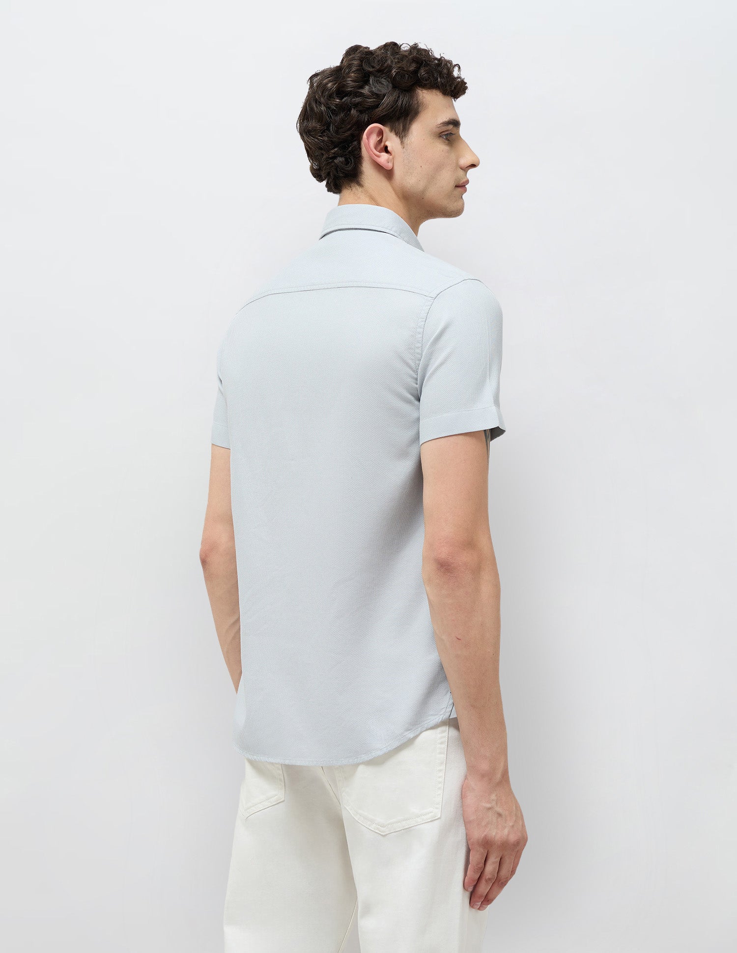 Textured Regular Fit Dobby Shirt Light Blue - U.S. Polo Assn. India | Large