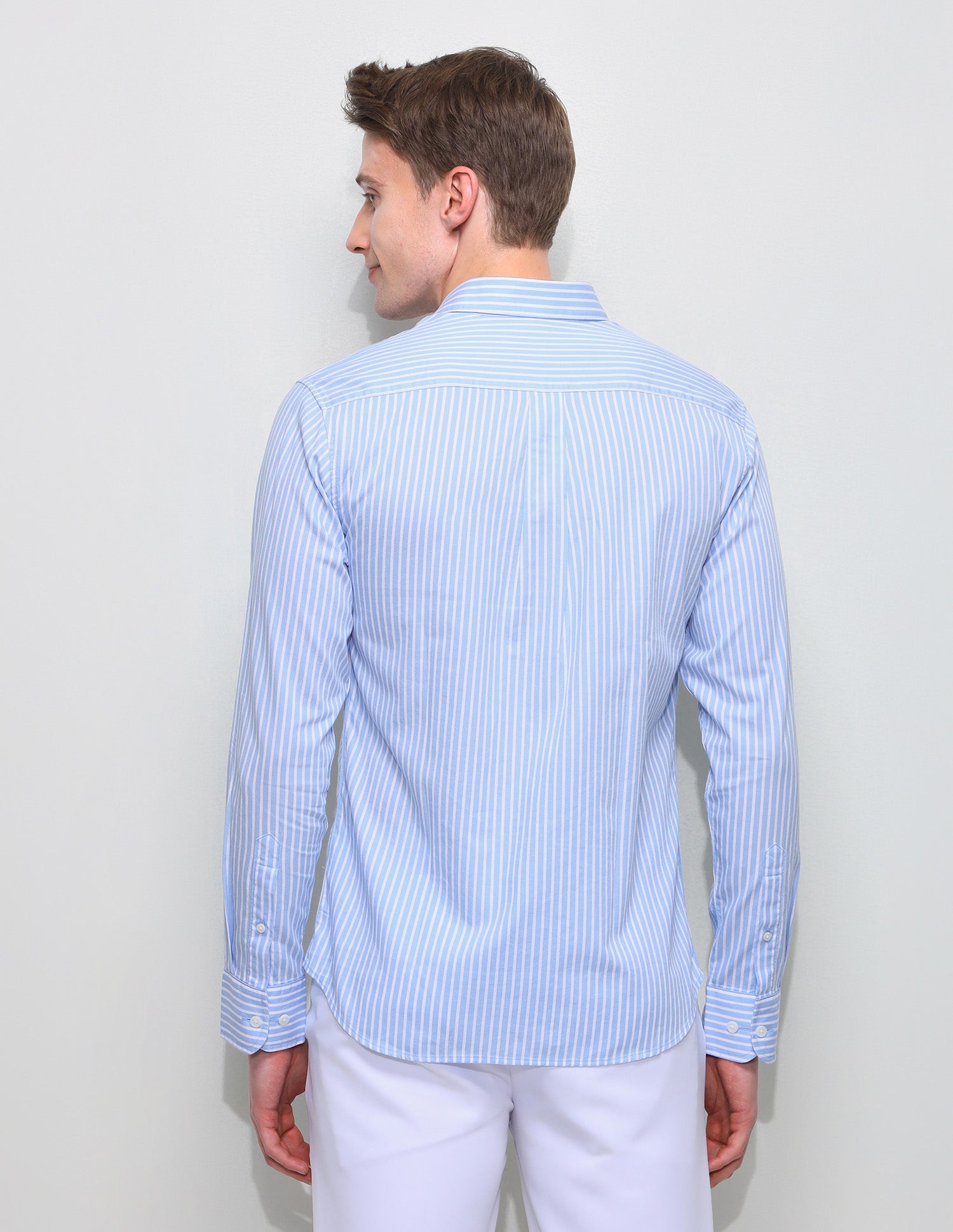 Vertical Striped Regular Fit Shirt Light Blue - U.S. Polo Assn. India | Large