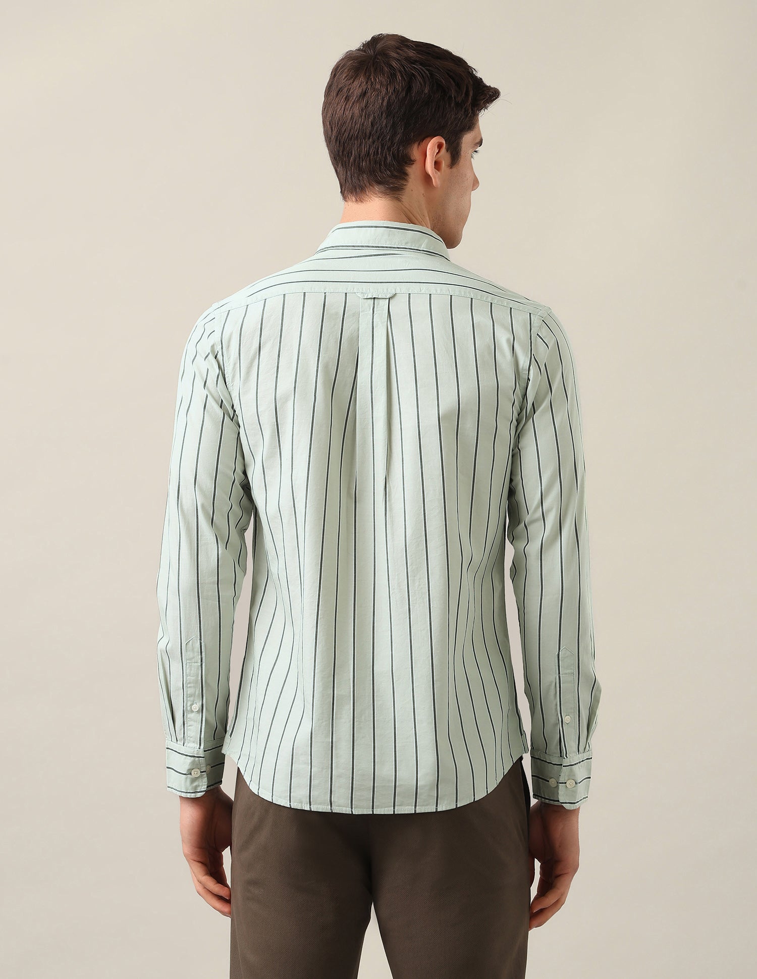 Tailored Fit Vertical Striped Shirt Green - U.S. Polo Assn. India | Large