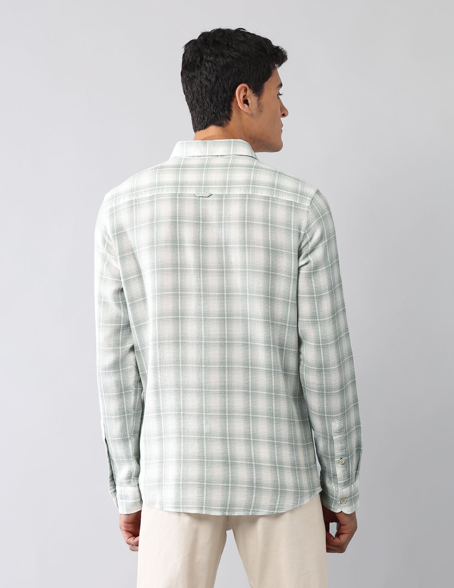Tartan Checked Dobby Regular Fit Shirt Light Green - U.S. Polo Assn. India | Large