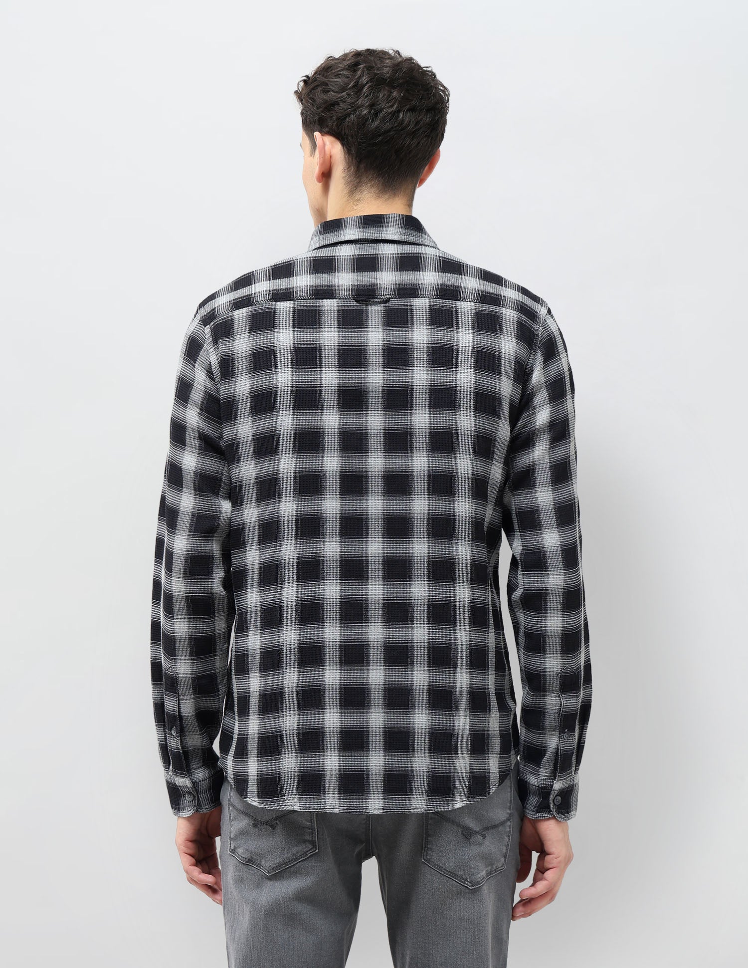 Tartan Checked Monochrome Shirt Black - U.S. POLO ASSN. | Large