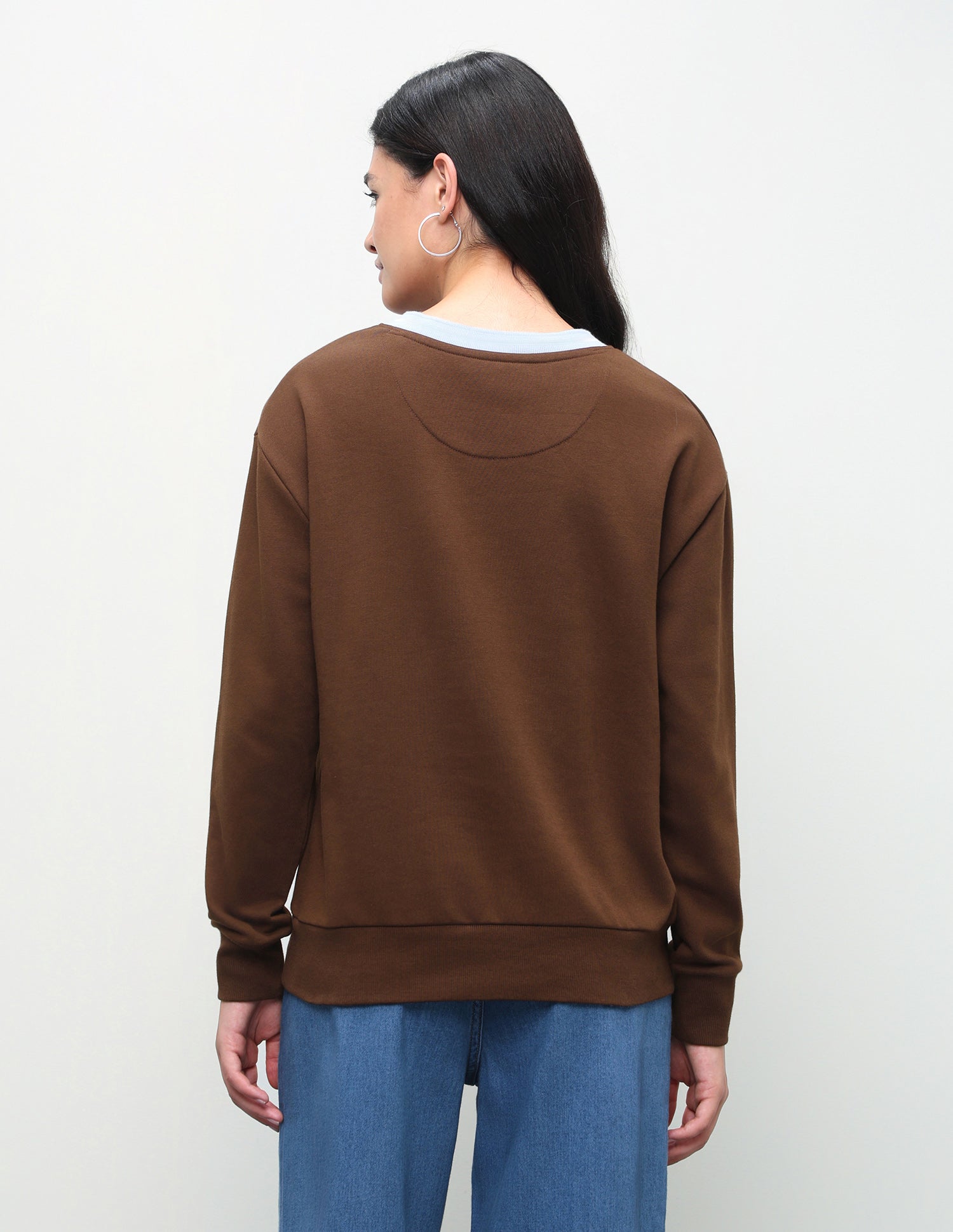 Solid Oversized Fit Sweatshirt Brown - U.S. Polo Assn. India | Large