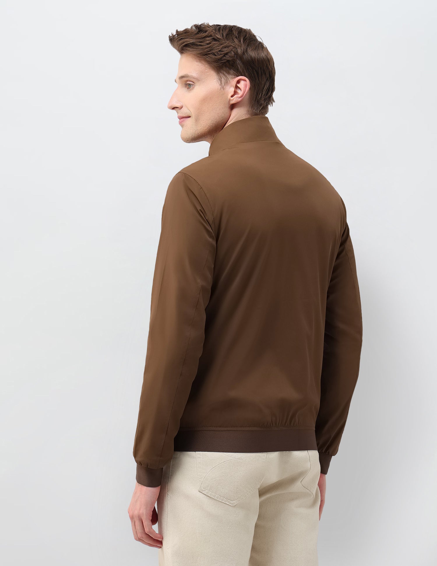Solid Regular Fit Jacket Khaki - U.S. Polo Assn. India | Large