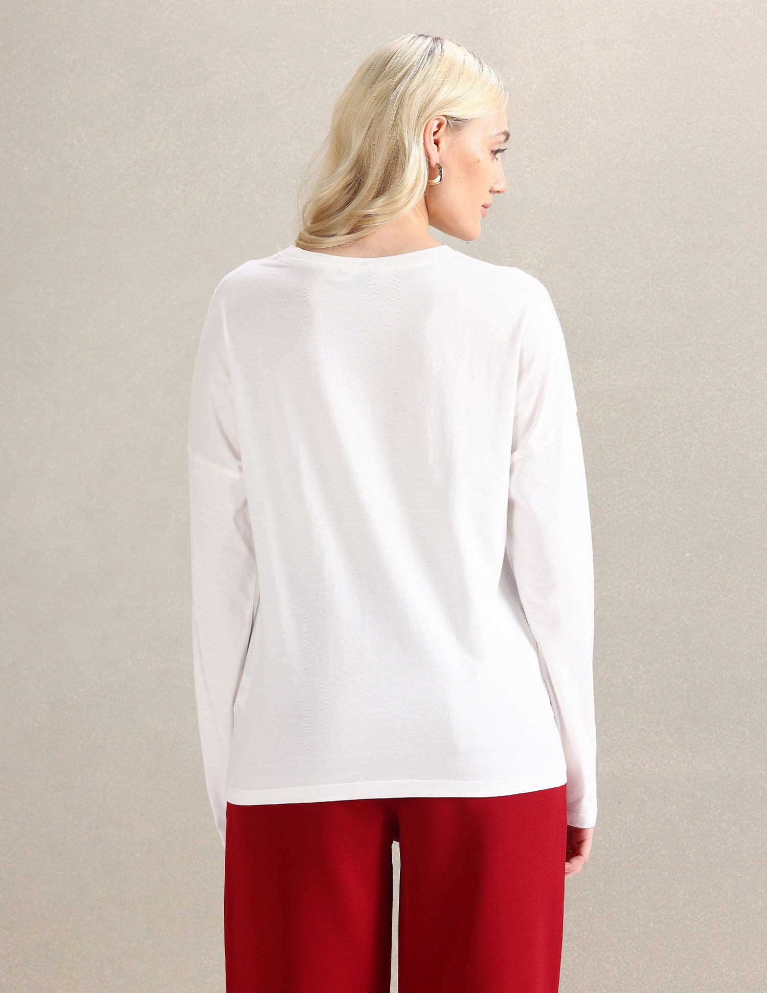 Drop Shoulder Long Sleeve T-Shirt White - U.S. POLO ASSN. | Large