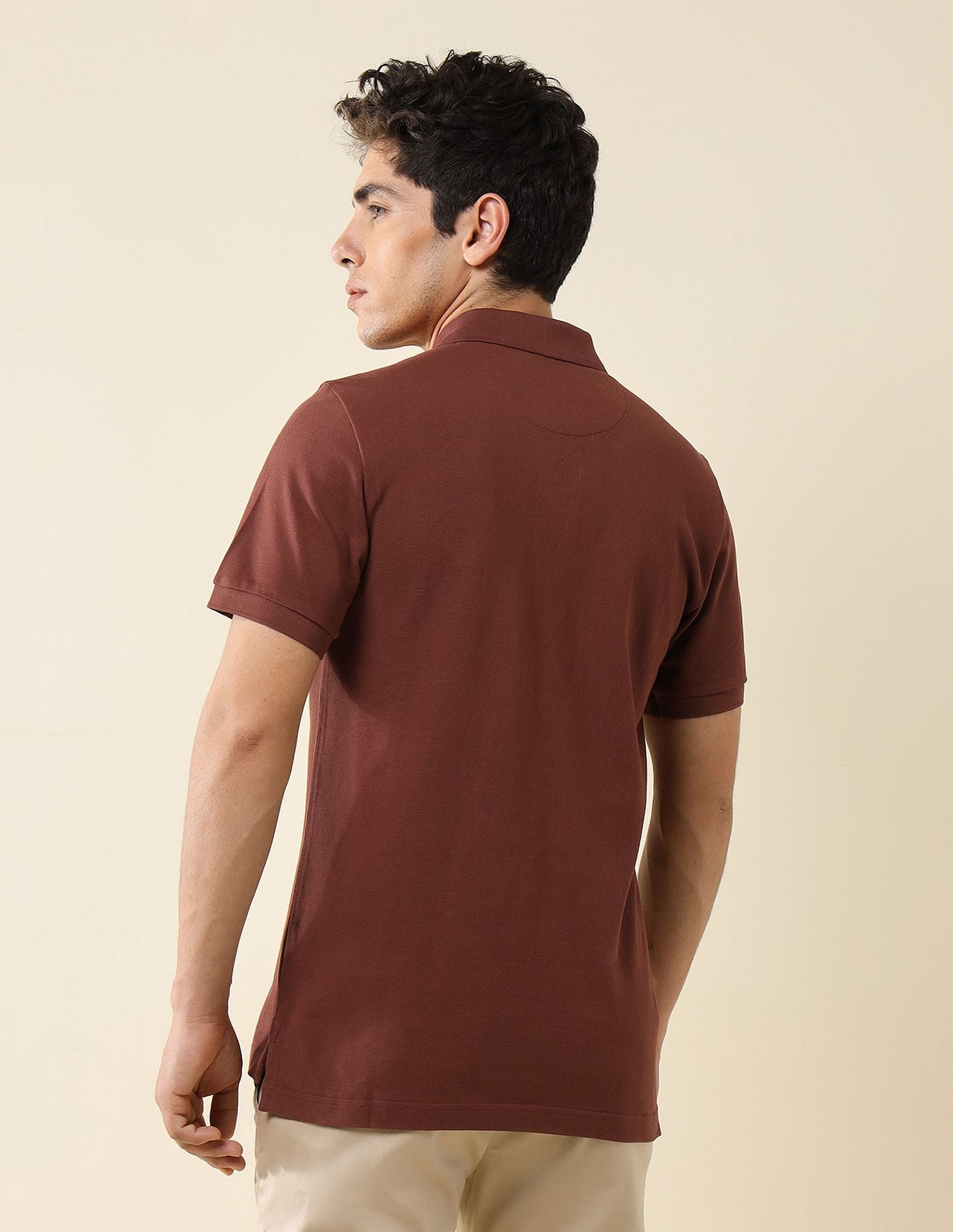 Pure Cotton Slim Fit Polo Shirt Light Brown - U.S. Polo Assn. India | Large