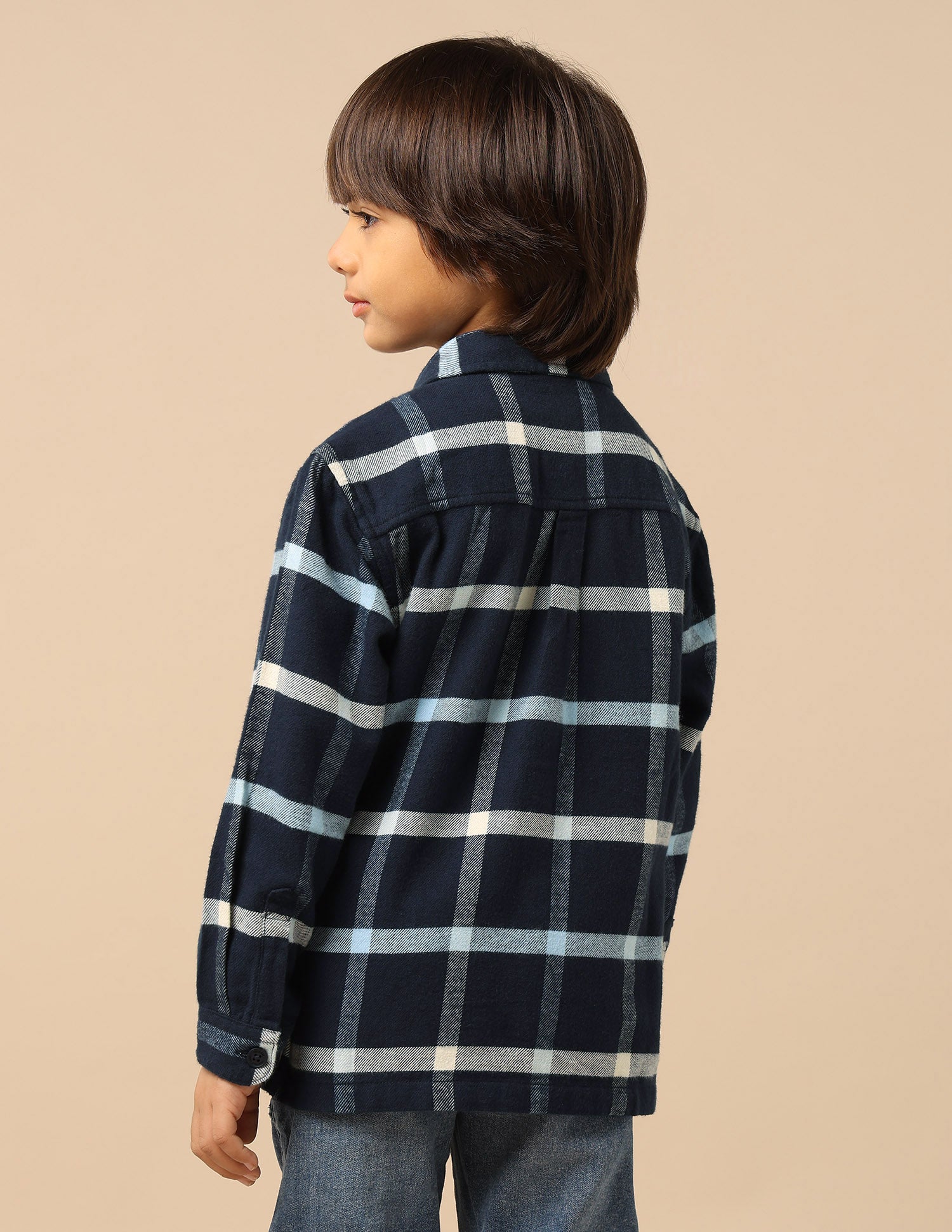 Boys Windowpane Checked Twill Shirt Navy - U.S. POLO ASSN. | Large