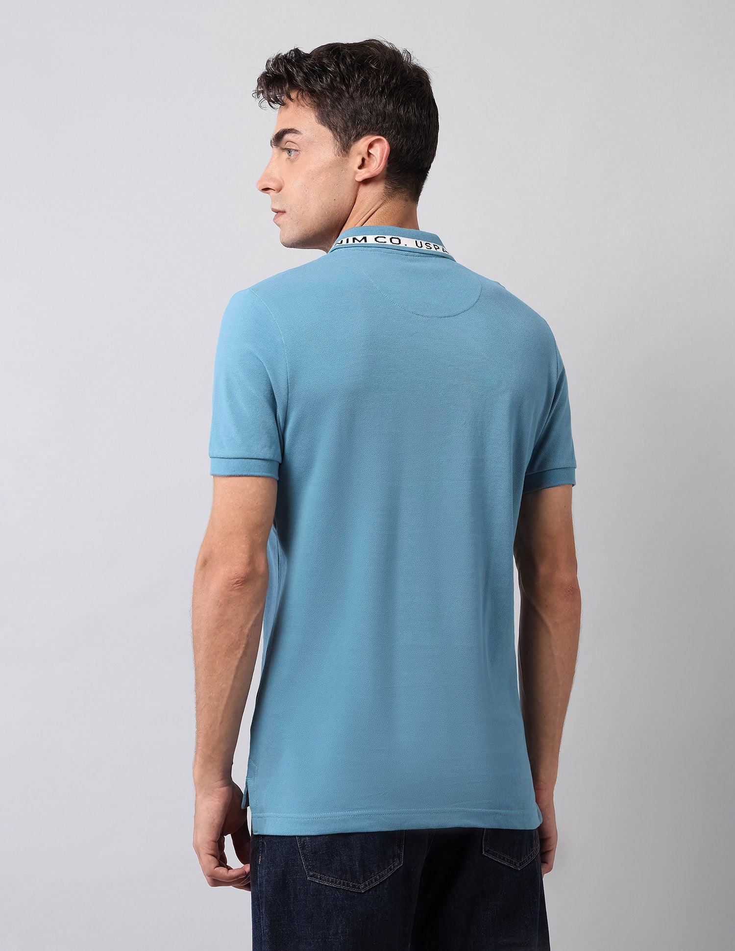 Pure Cotton Solid Polo Shirt Blue - U.S. Polo Assn. India | Large