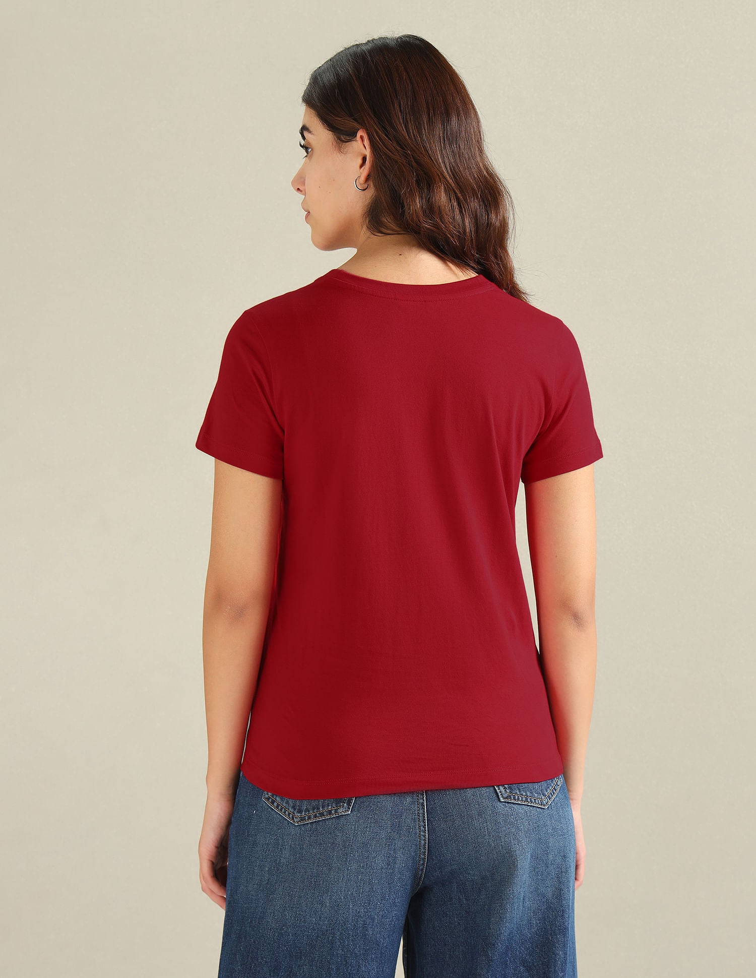 Patchwork Logo Cotton T-Shirt Maroon - U.S. POLO ASSN. | Large
