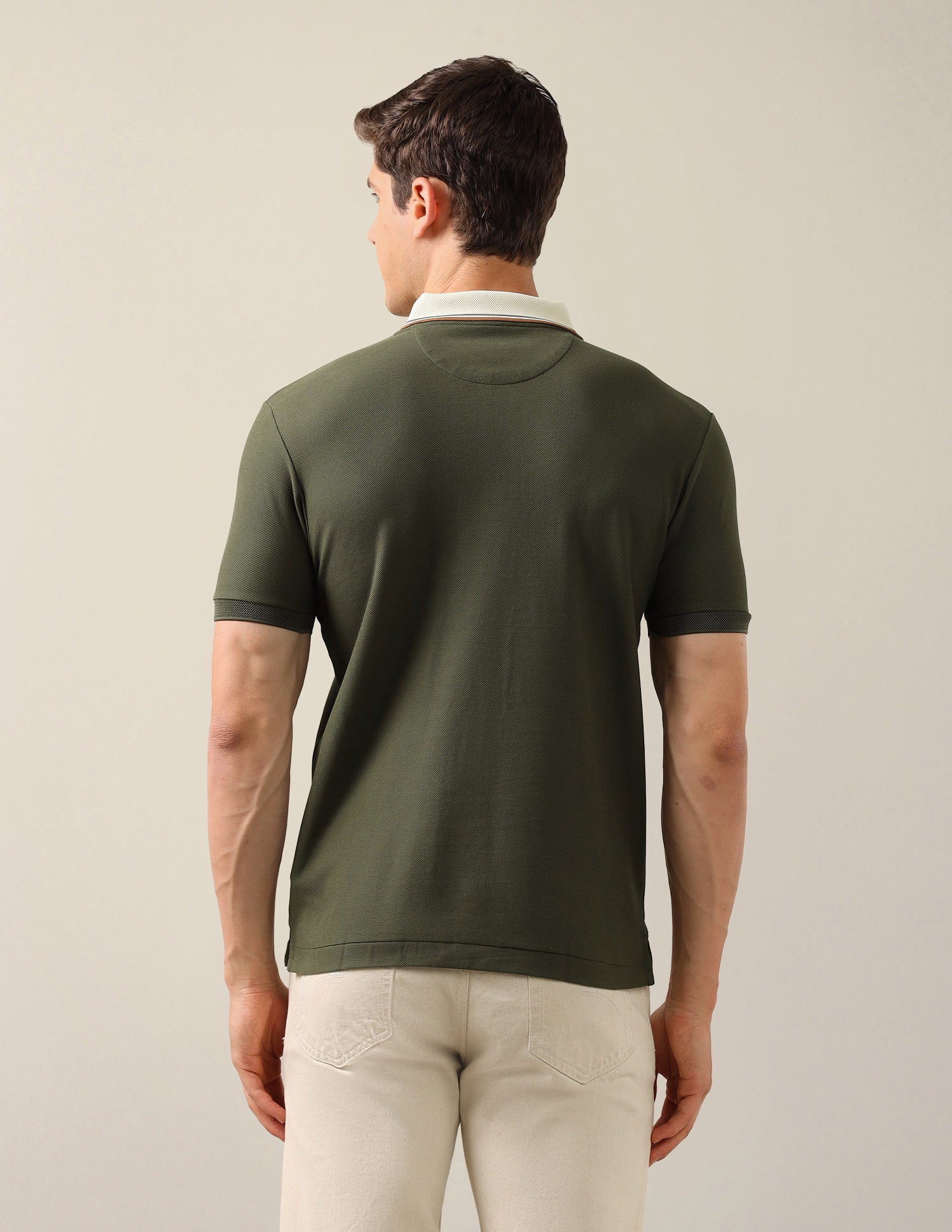 Solid Slim Fit Polo Shirt Olive - U.S. Polo Assn. India | Large