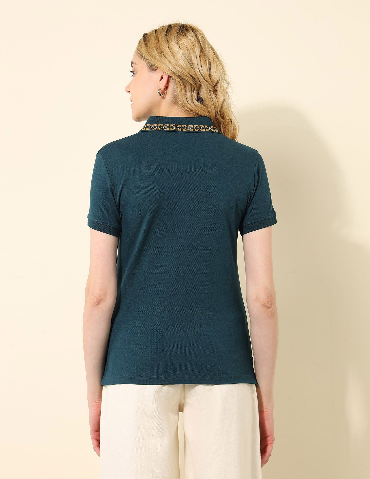 Jacquard Collar Regular Fit Polo Shirt Teal - U.S. POLO ASSN. | Large