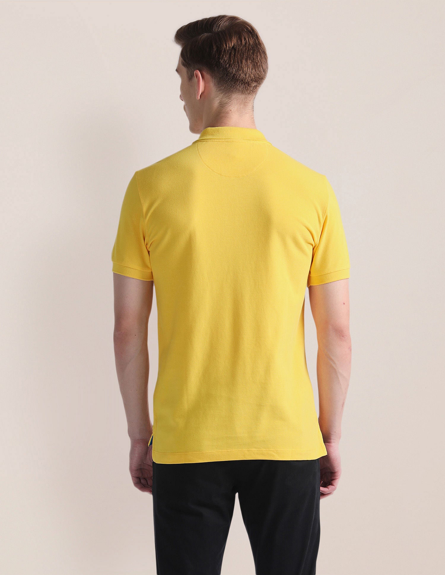 Solid Logo Polo Shirt Yellow - U.S. Polo Assn. India | Large