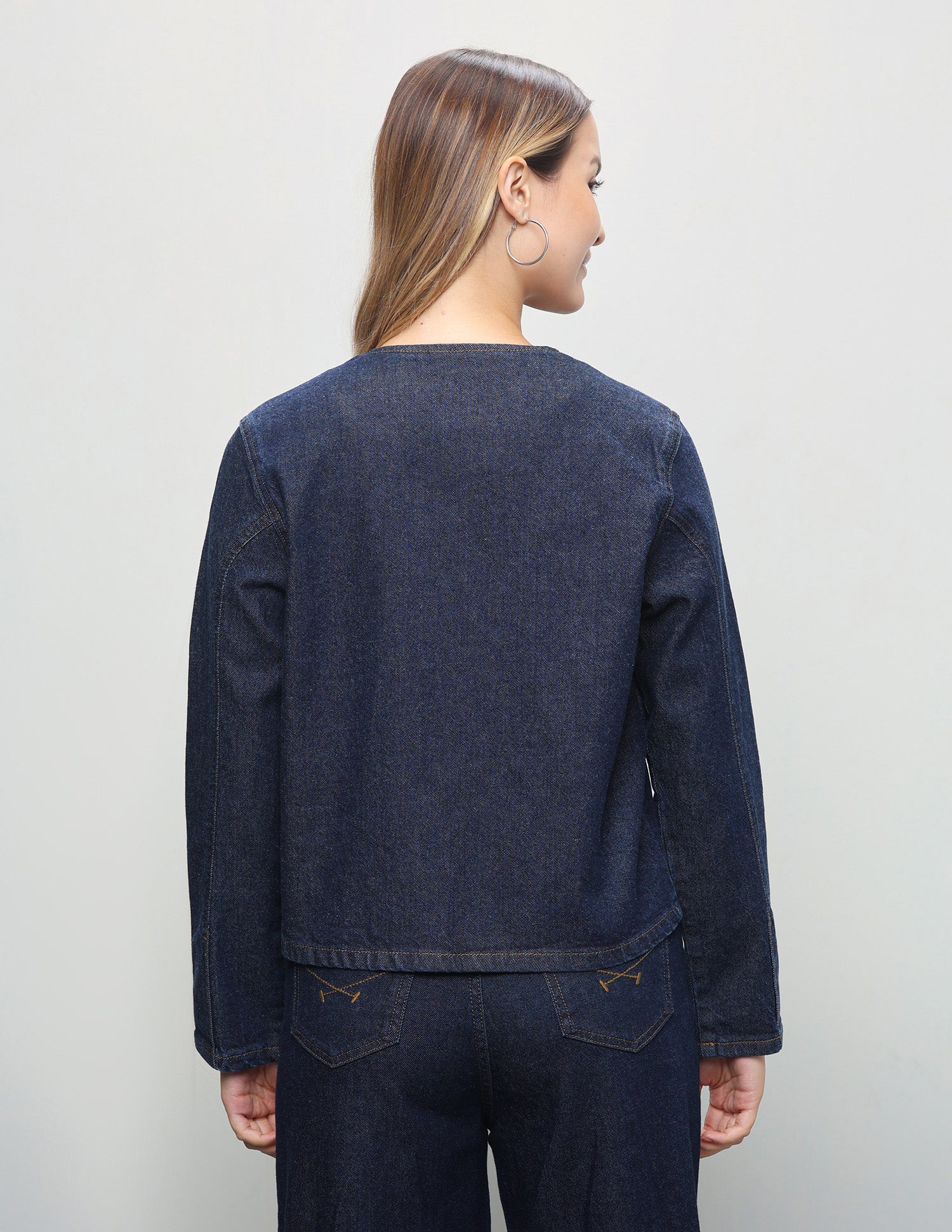 Solid Regular Fit Denim Jacket Dark Blue - U.S. Polo Assn. India | Large