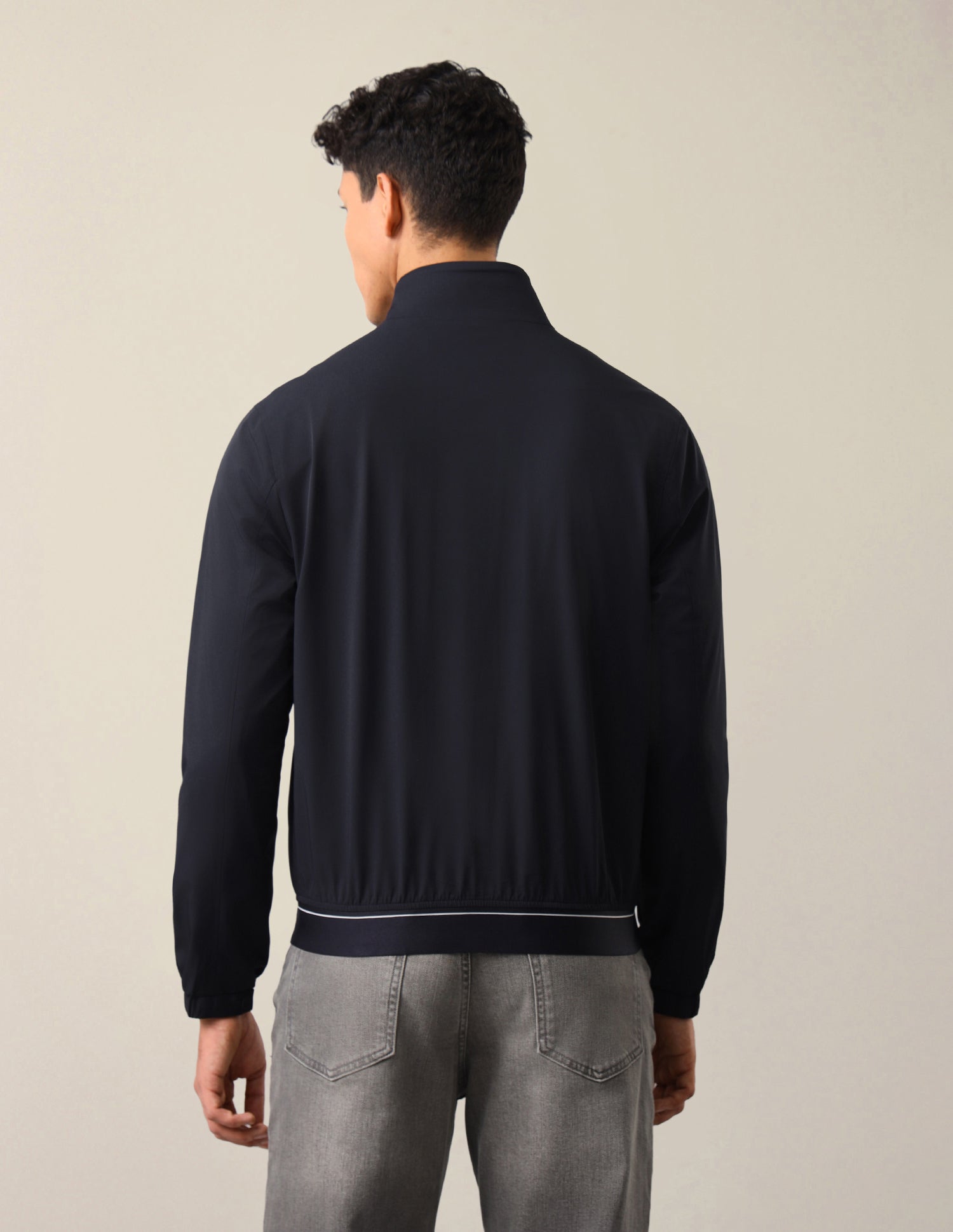 Solid Regular Fit Bomber Jacket Navy - U.S. Polo Assn. India | Large