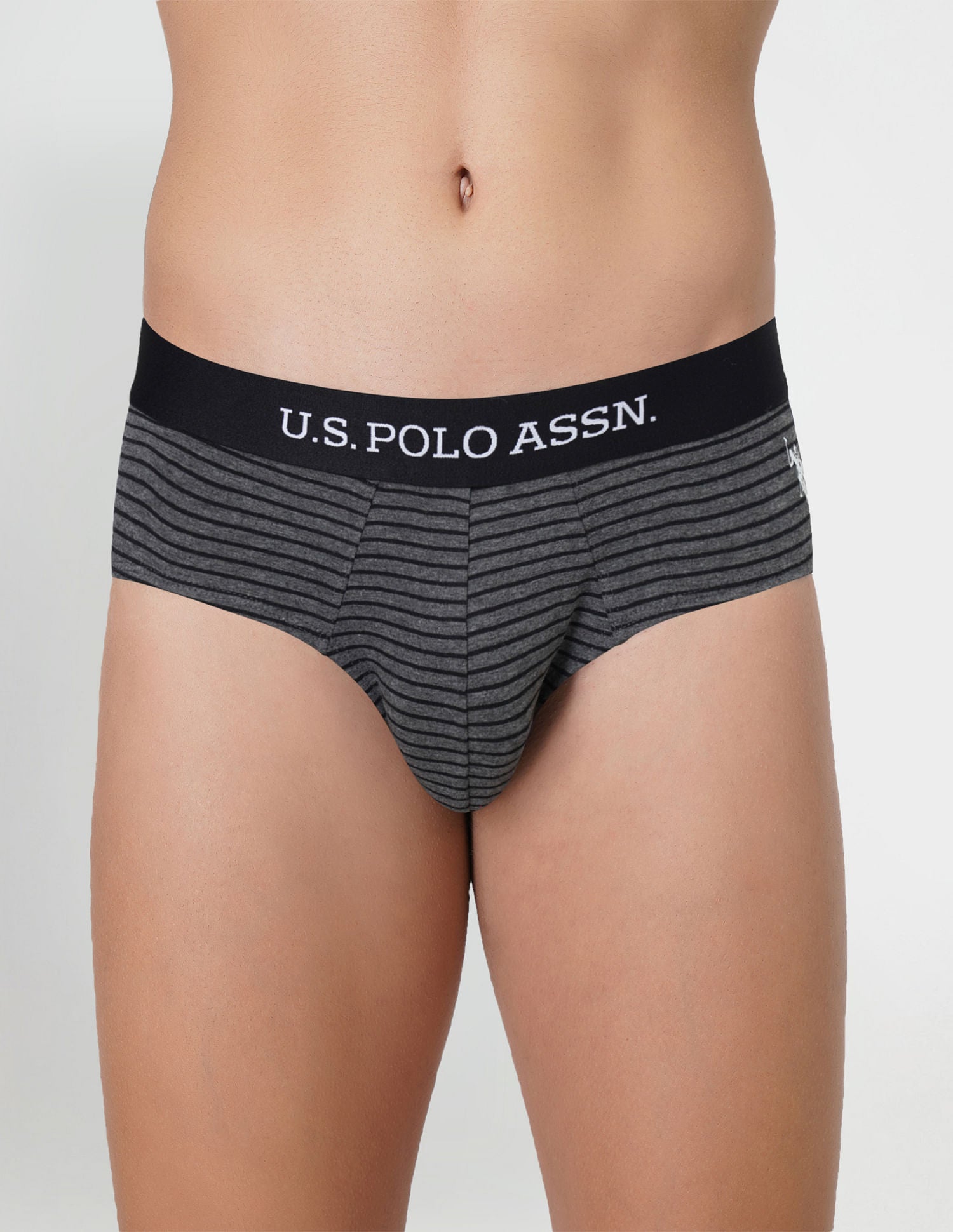 Striped Antibacterial EB005 Briefs - Pack Of 2 Green and Dark Grey - U.S. POLO ASSN. | Large