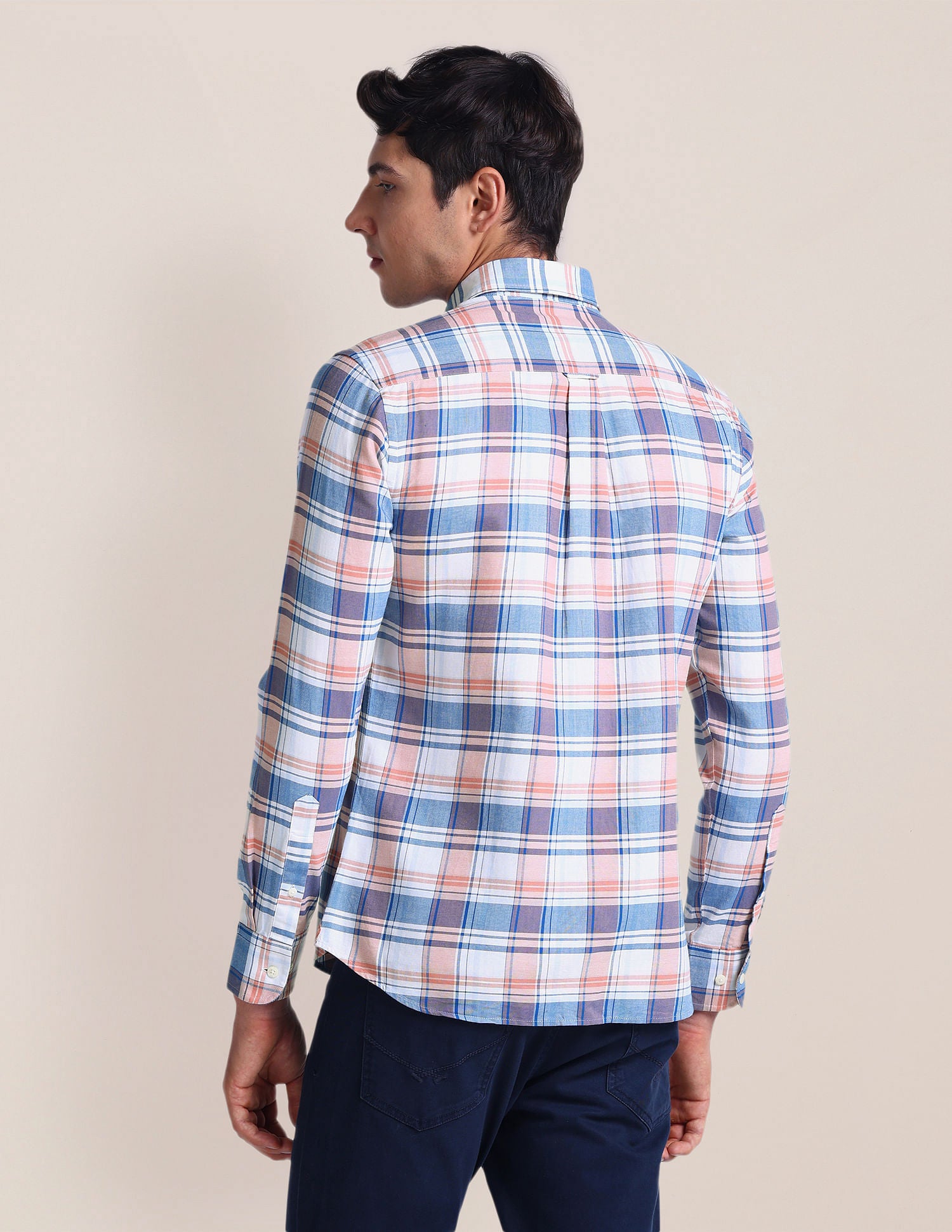 Tartan Check Tailored Fit Shirt Peach - U.S. POLO ASSN. | Large