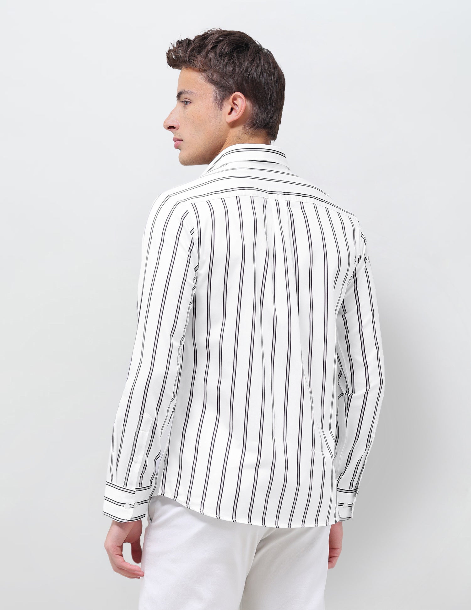 Tailored Fit Vertical Striped Shirt White - U.S. Polo Assn. India | Large