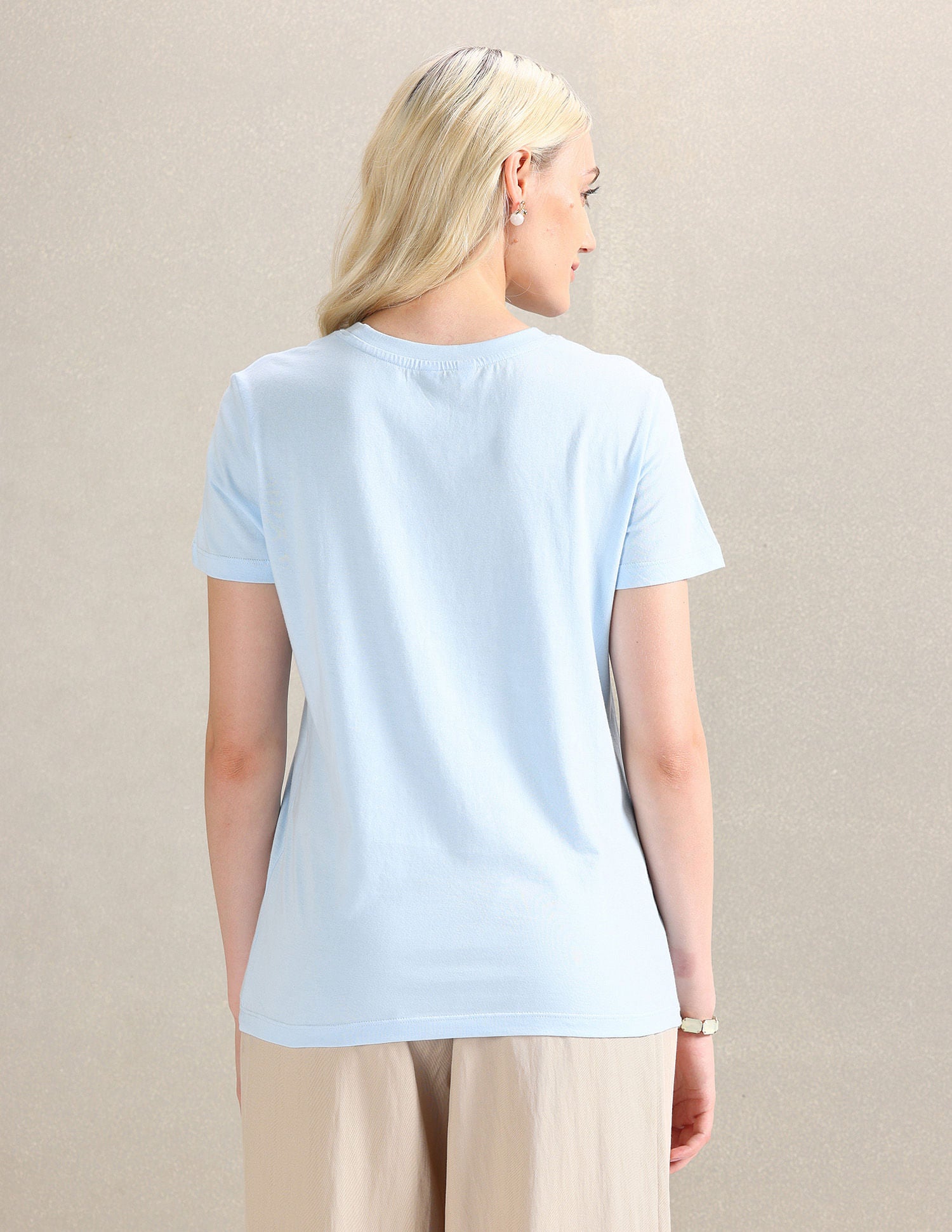 Rainbow Sticker Print Cotton T-Shirt Light Blue - U.S. POLO ASSN. | Large