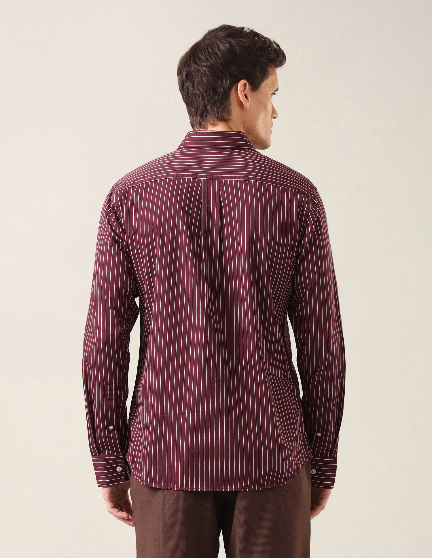 Vertical Striped Tailored Fit Shirt Maroon - U.S. Polo Assn. India | Large