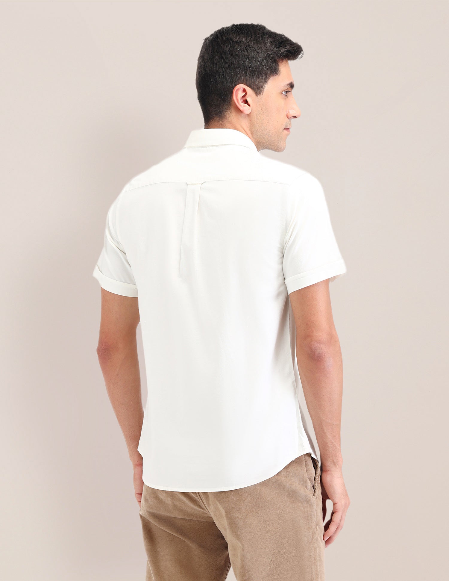 Horizontal Striped Regular Fit Shirt Beige - U.S. Polo Assn. India | Large