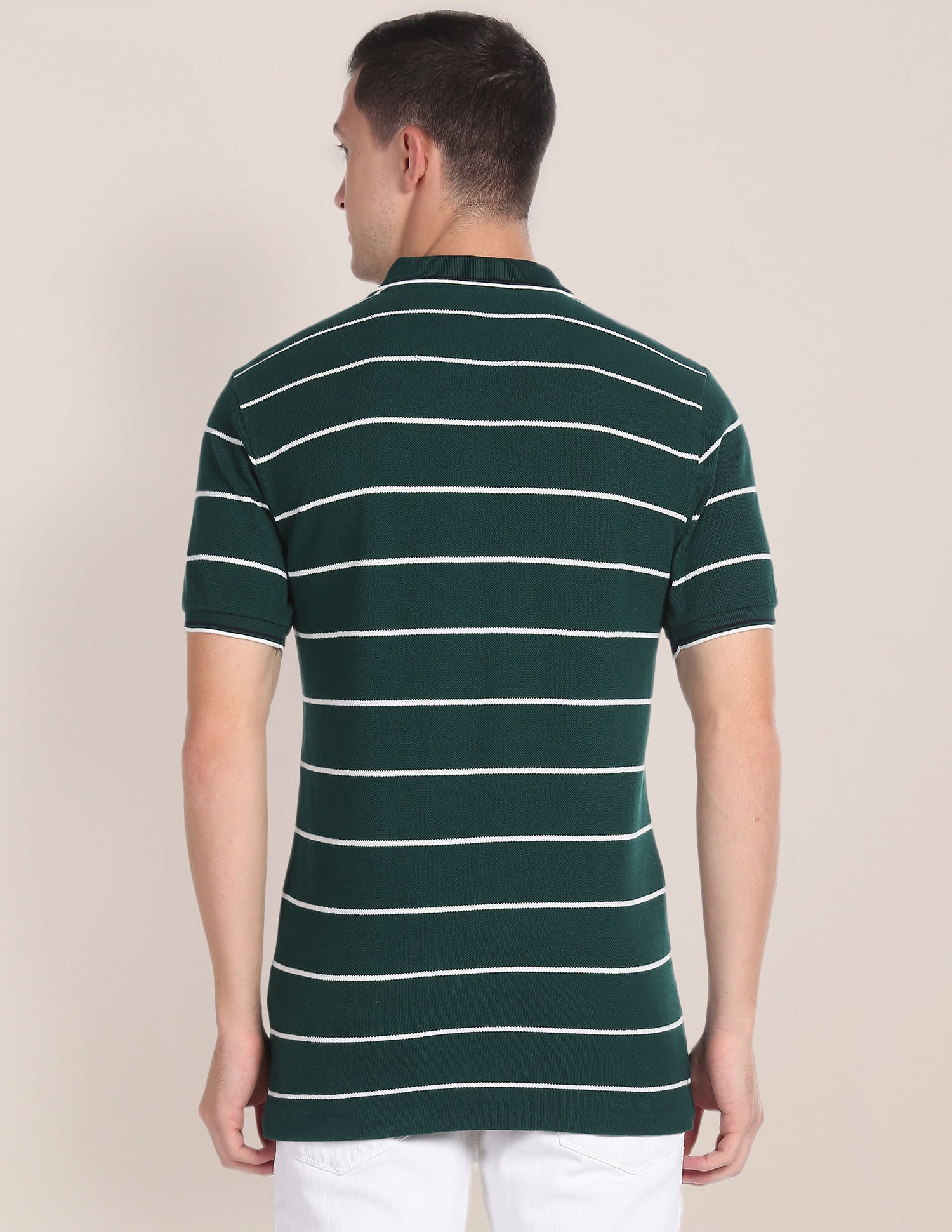Horizontal Stripe Cotton Polo Shirt Dark Green - U.S. POLO ASSN. | Large