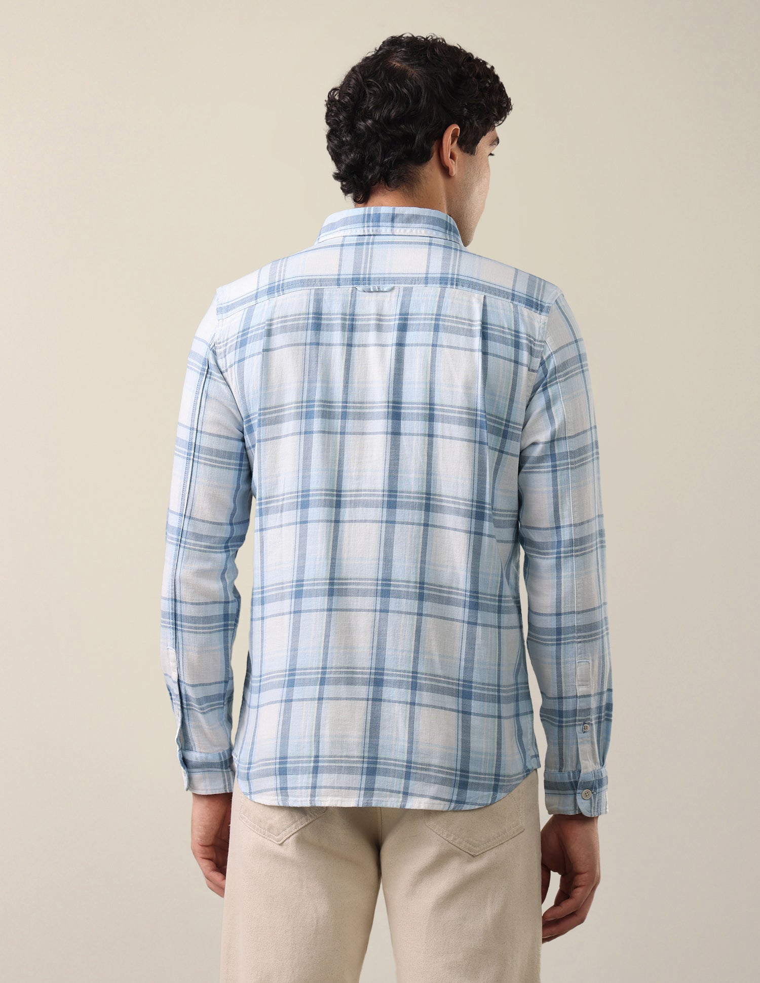 Twill Windowpane Checked Shirt Light Blue - U.S. Polo Assn. India | Large