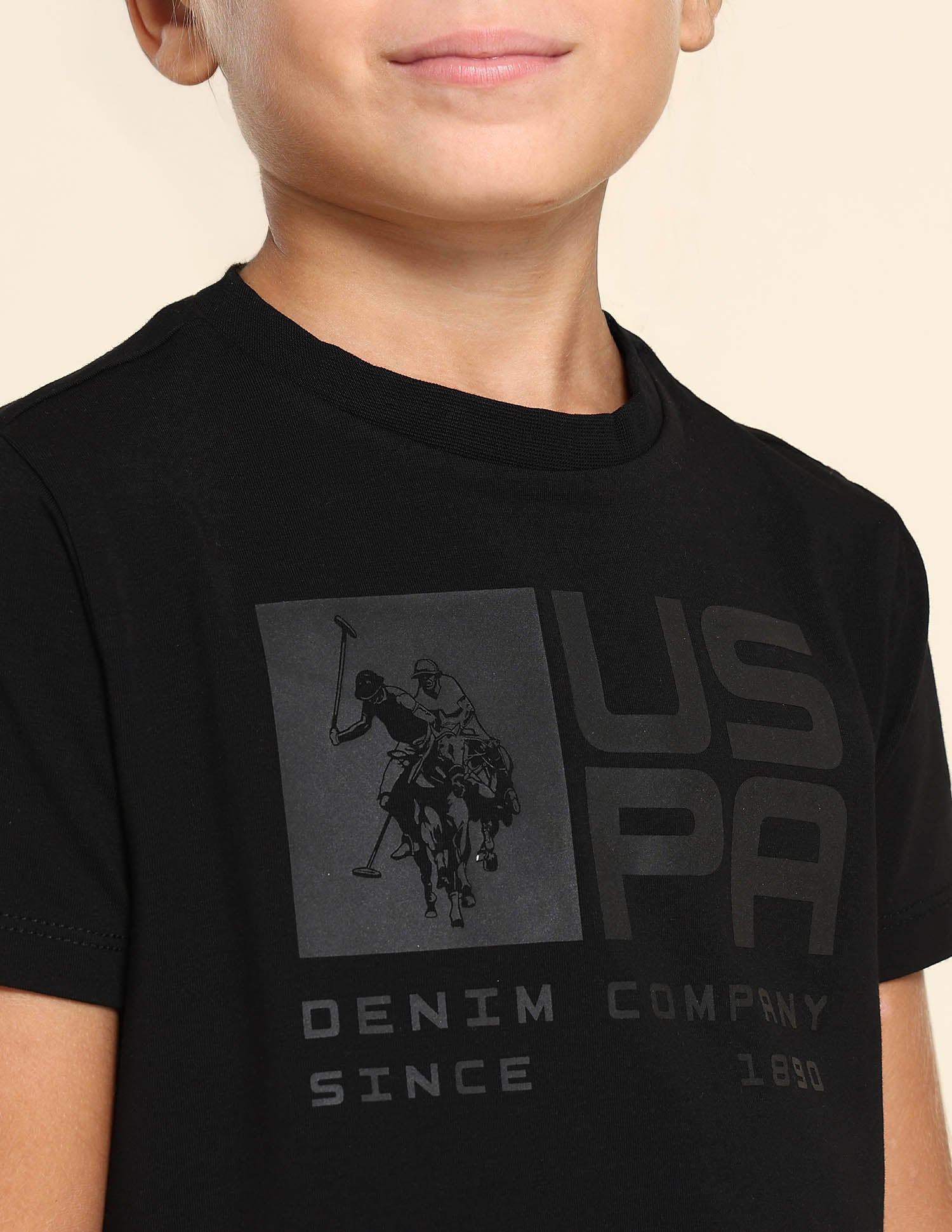 Boys Brand Printed Regular Fit T-Shirt Black - U.S. POLO ASSN. | Large