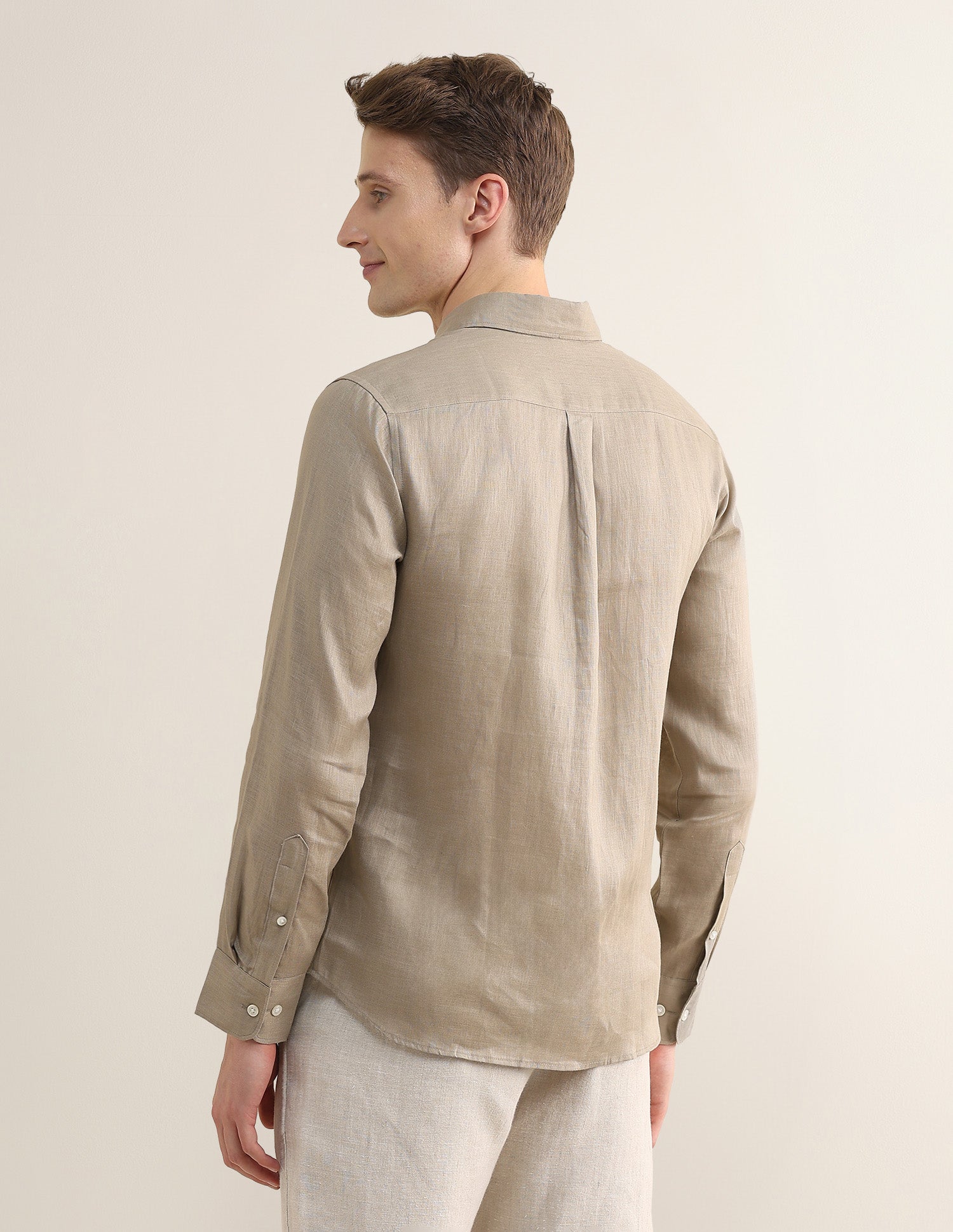 Solid Regular Fit Shirt Light Brown - U.S. Polo Assn. India | Large