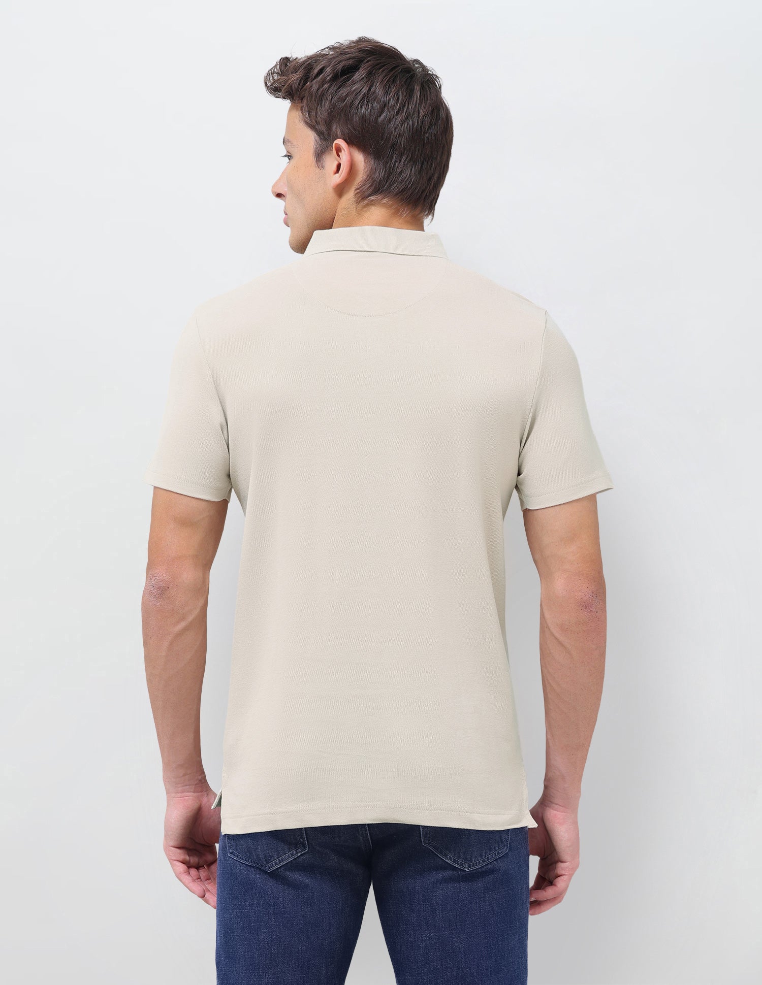 Solid Slim Fit Polo Shirt Beige - U.S. Polo Assn. India | Large