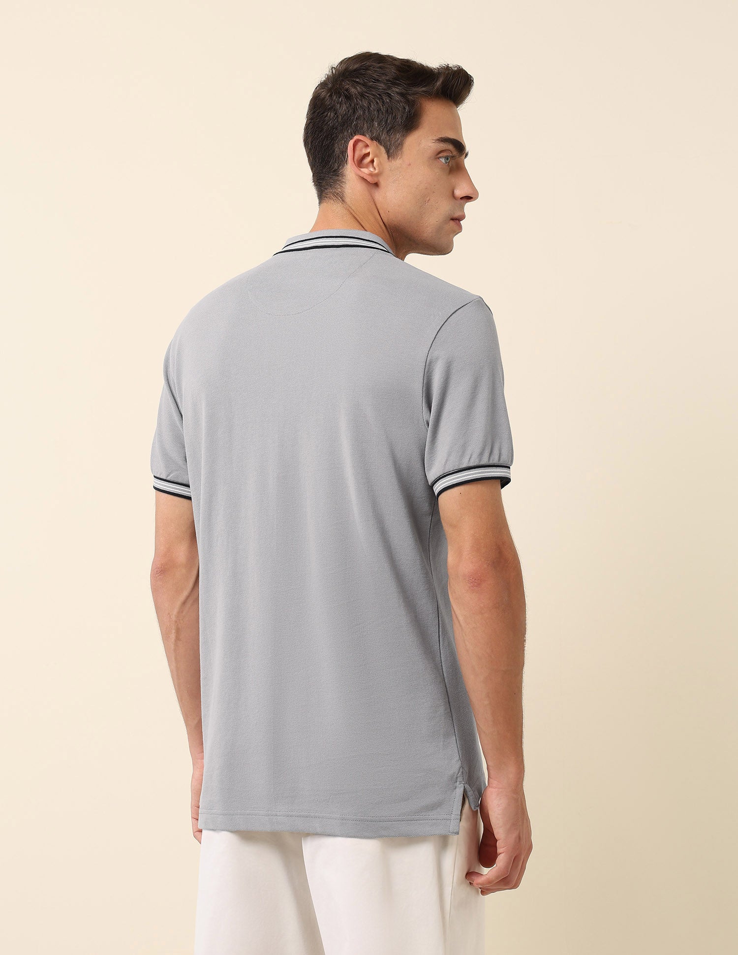 Slim Fit Solid Polo Shirt Light Grey - U.S. Polo Assn. India | Large