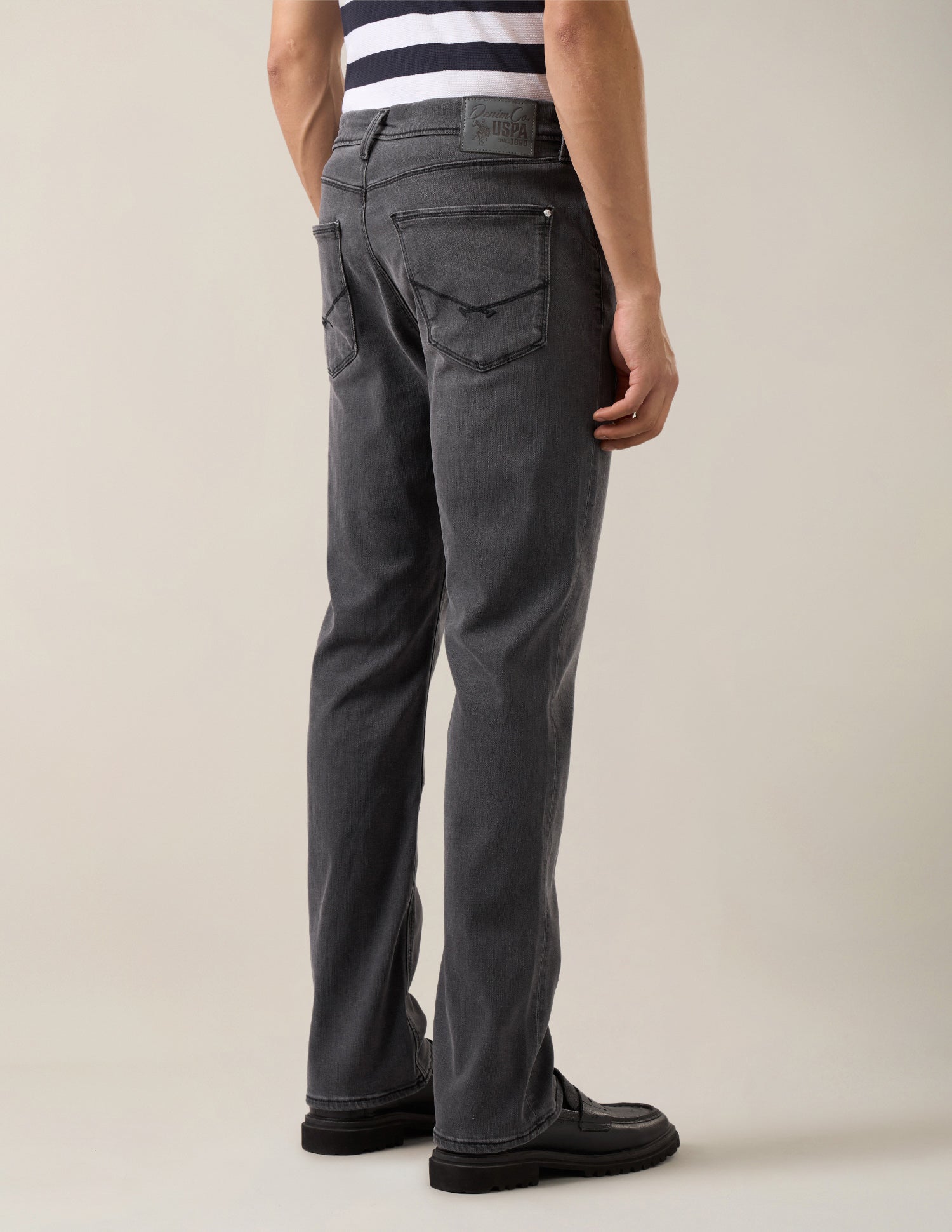 Harold Slim Straight Fit Black Jeans Washed Black - U.S. Polo Assn. India | Large