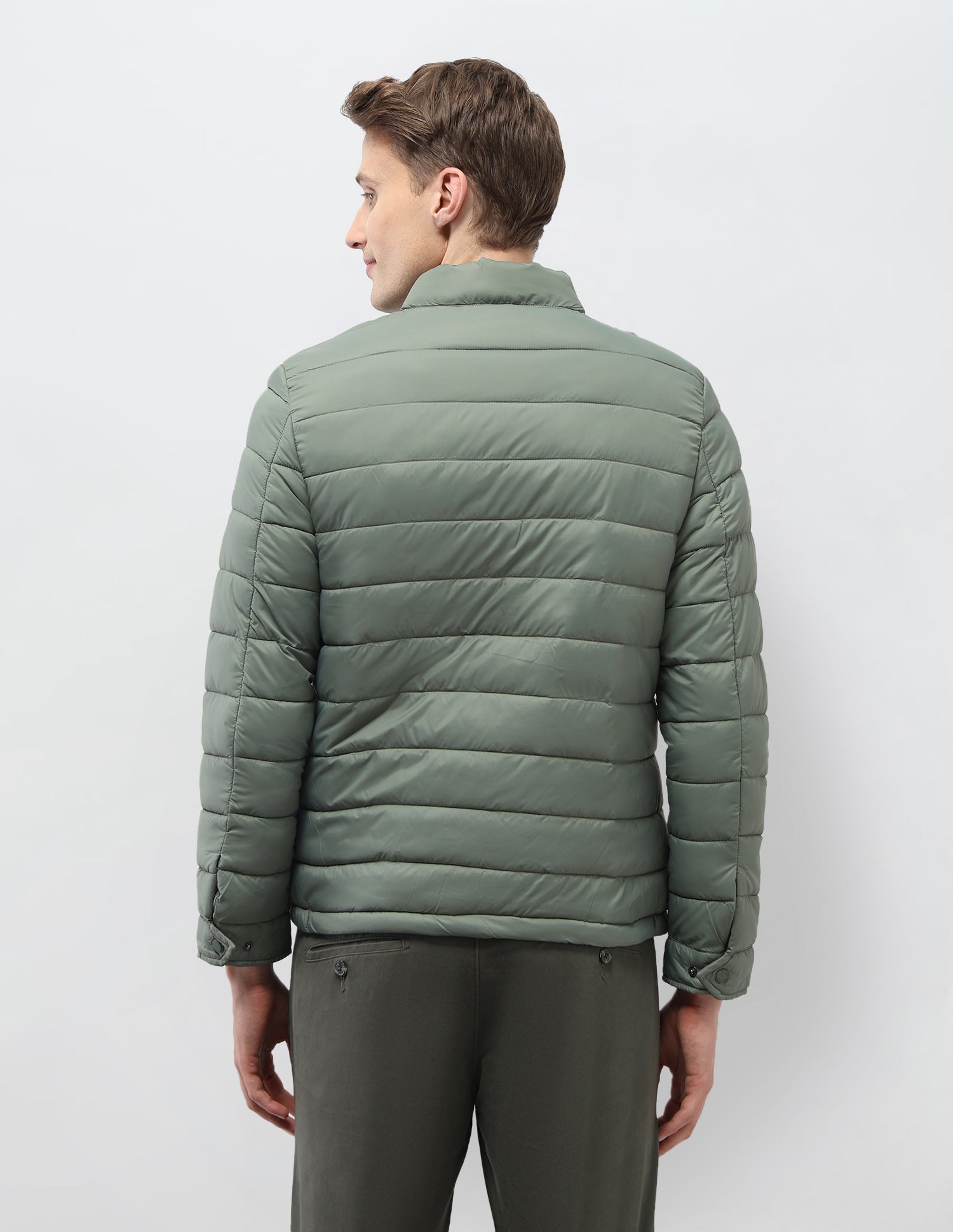 Solid Regular Fit Puffer Jacket Green - U.S. Polo Assn. India | Large