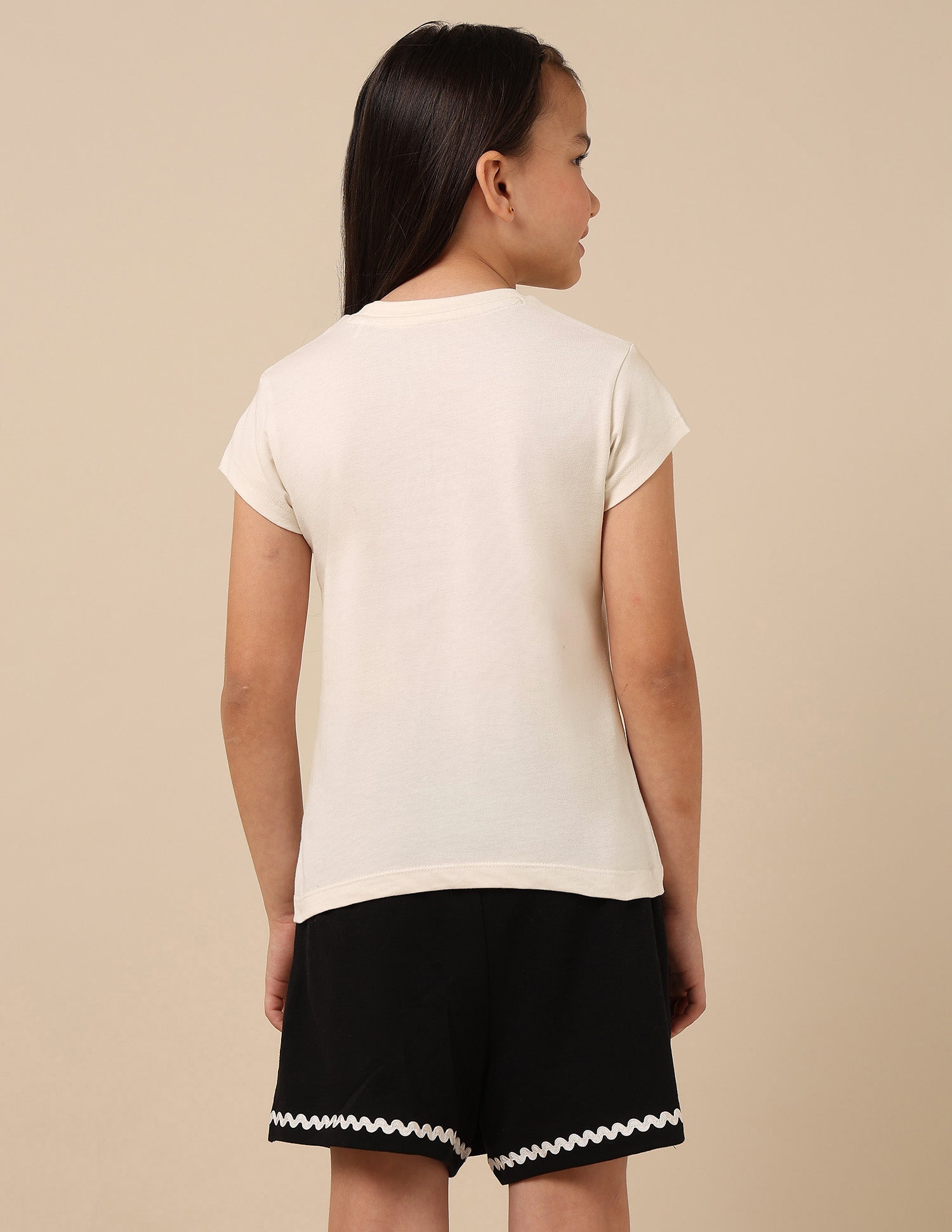 Girls Embellised Metallic Brand Printed Top Off White - U.S. POLO ASSN. | Large