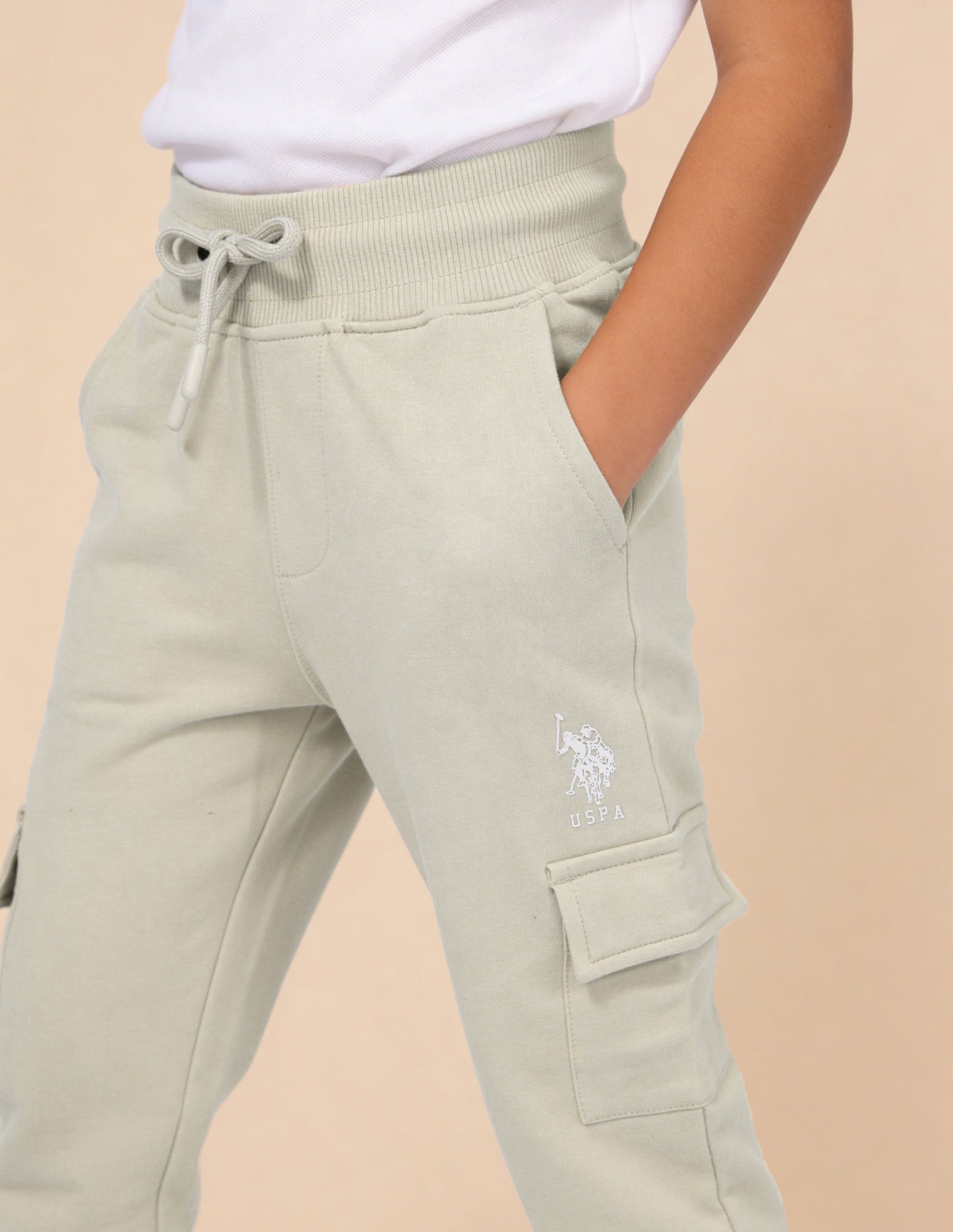 Regular Fit Mid Rise Track Pants Beige - U.S. Polo Assn. India | Large
