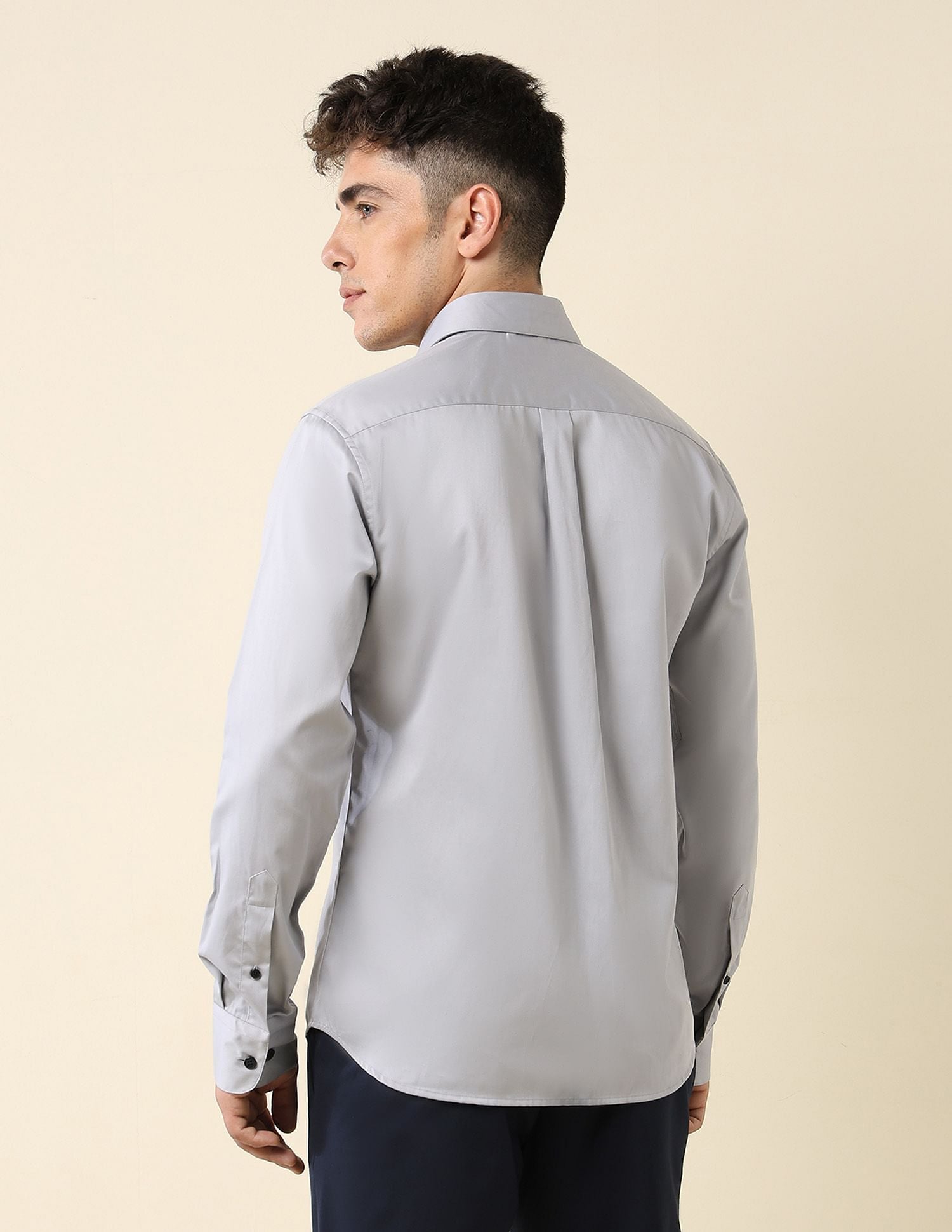 Tailored Fit Satin Shirt Light Grey - U.S. Polo Assn. India | Large