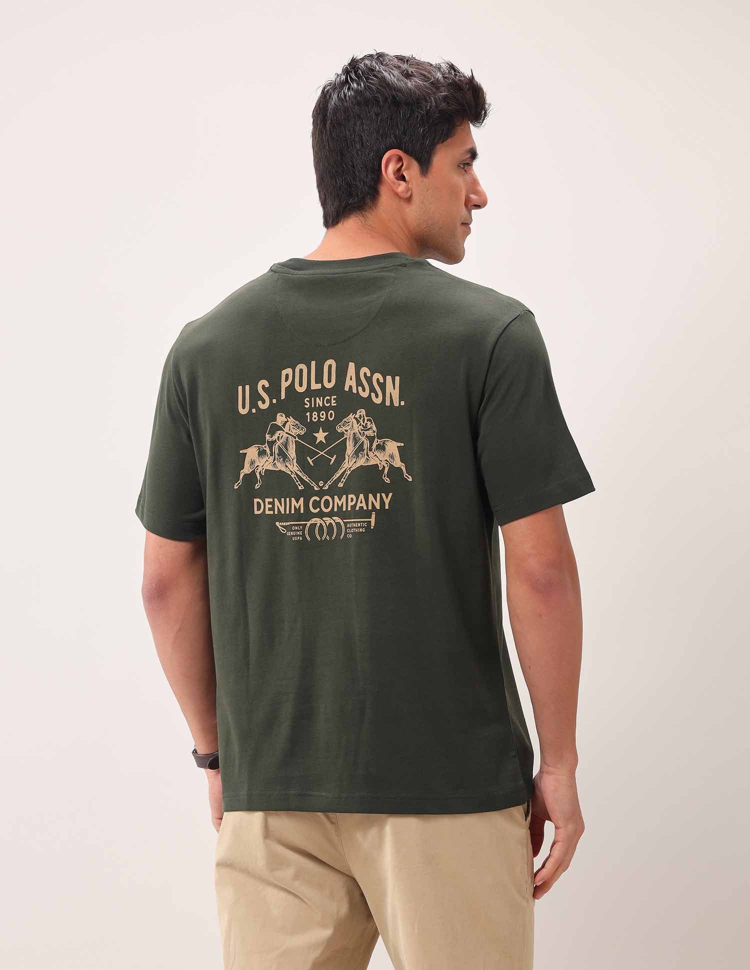 Brand Printed Oversized Fit T-Shirt Olive - U.S. Polo Assn. India | Large