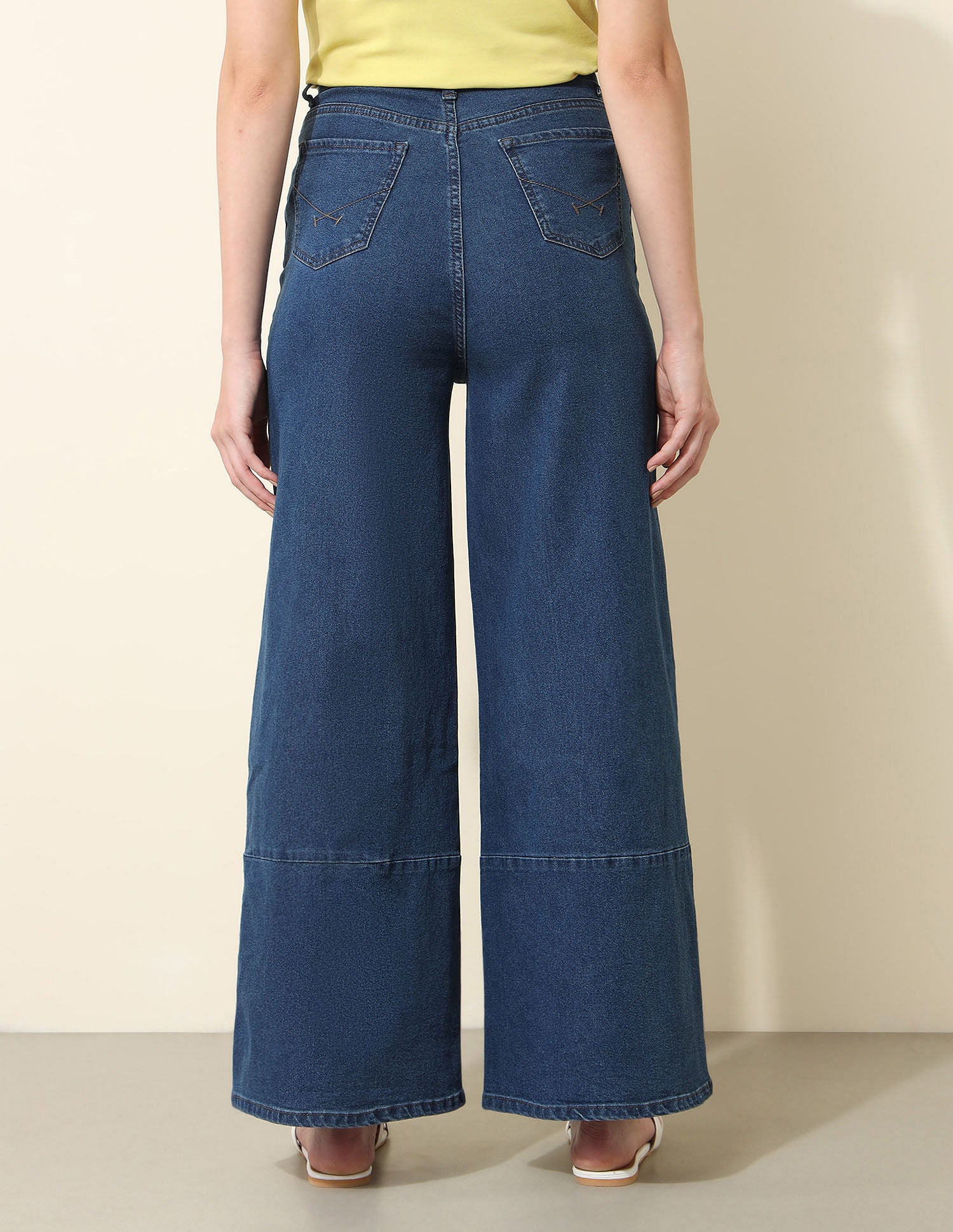 High Rise Wide Leg Cut & Sew Tinted Jeans Blue - U.S. POLO ASSN. | Large