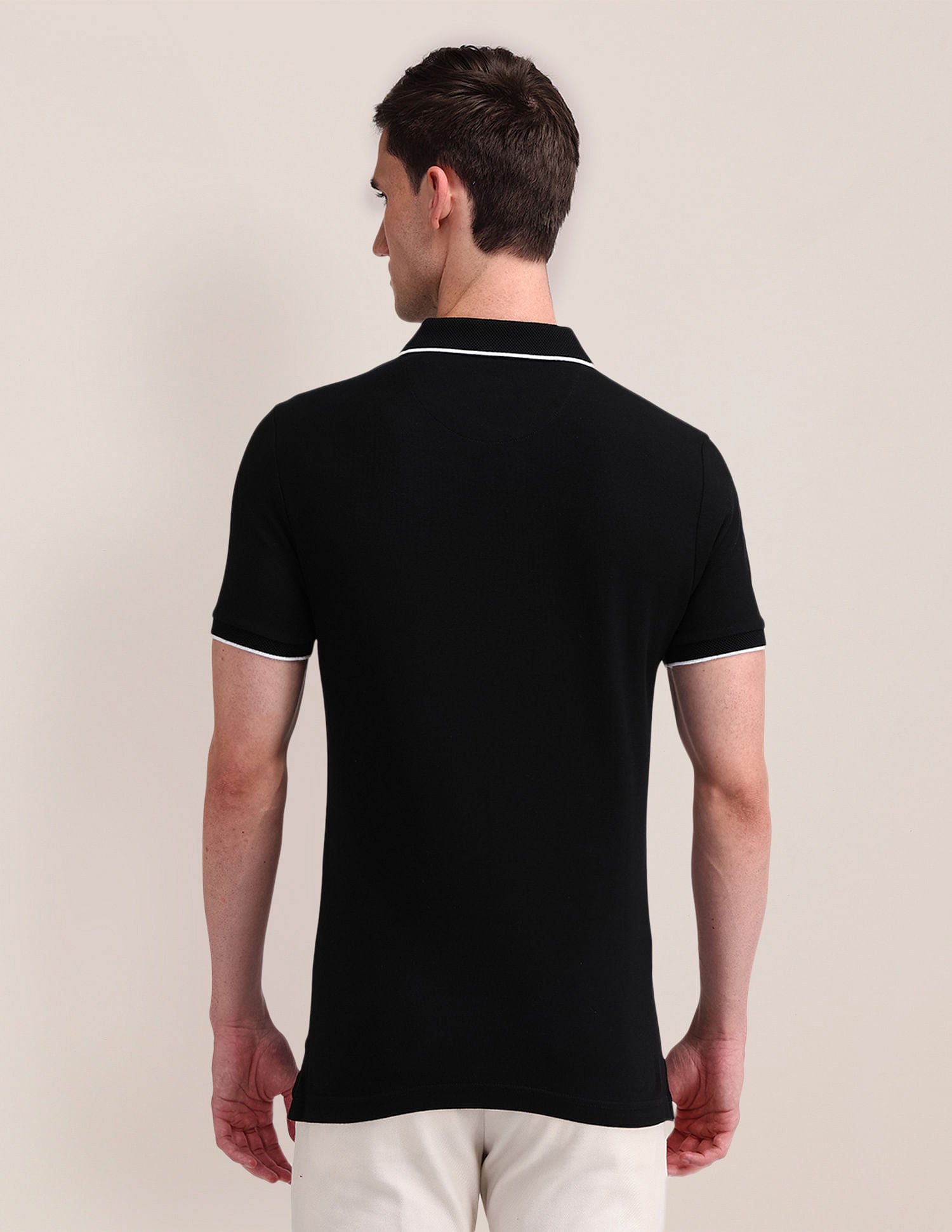 Slim Fit Solid Polo Shirt Black - U.S. Polo Assn. India | Large