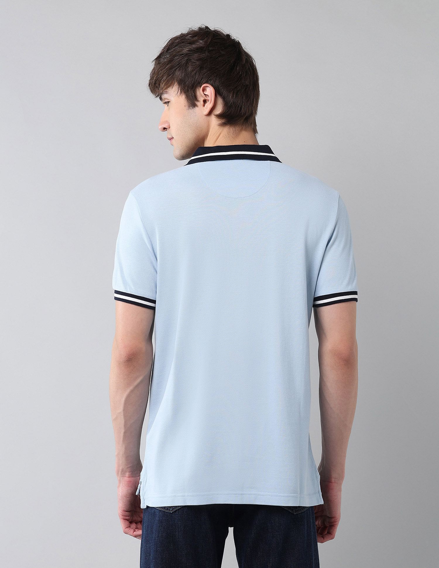 Pure Cotton Muscle Fit Polo Shirt Light Blue - U.S. Polo Assn. India | Large