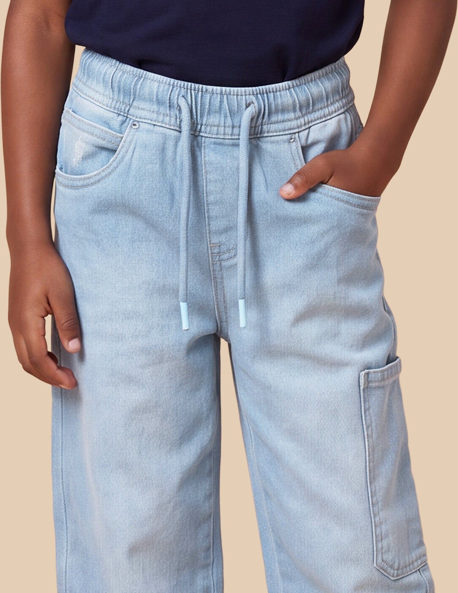 Shawn Baggy Fit Blue Cargo Jeans Light Blue - U.S. Polo Assn. India | Large