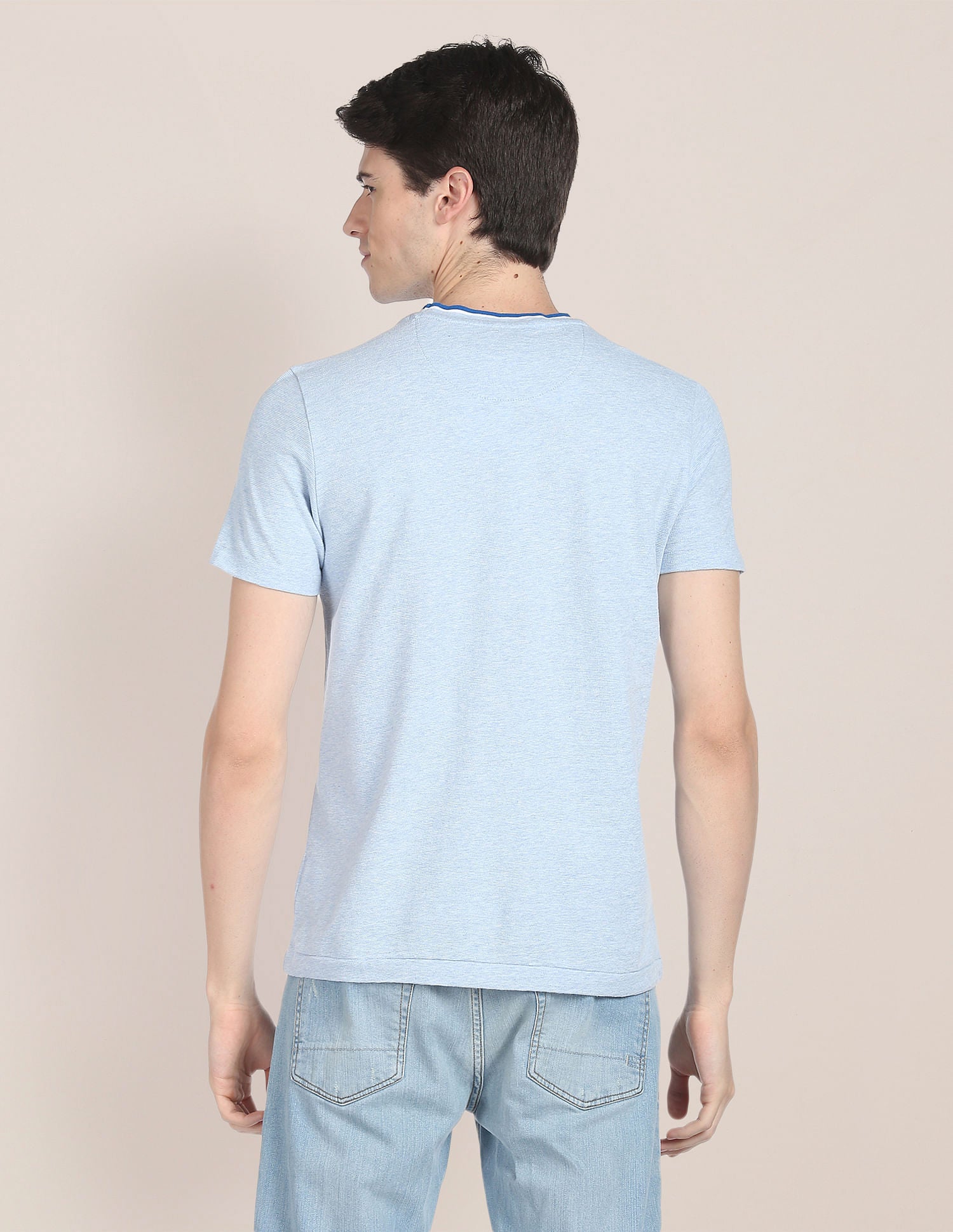 Pure Cotton Ringer T-Shirt Light Blue - U.S. Polo Assn. India | Large