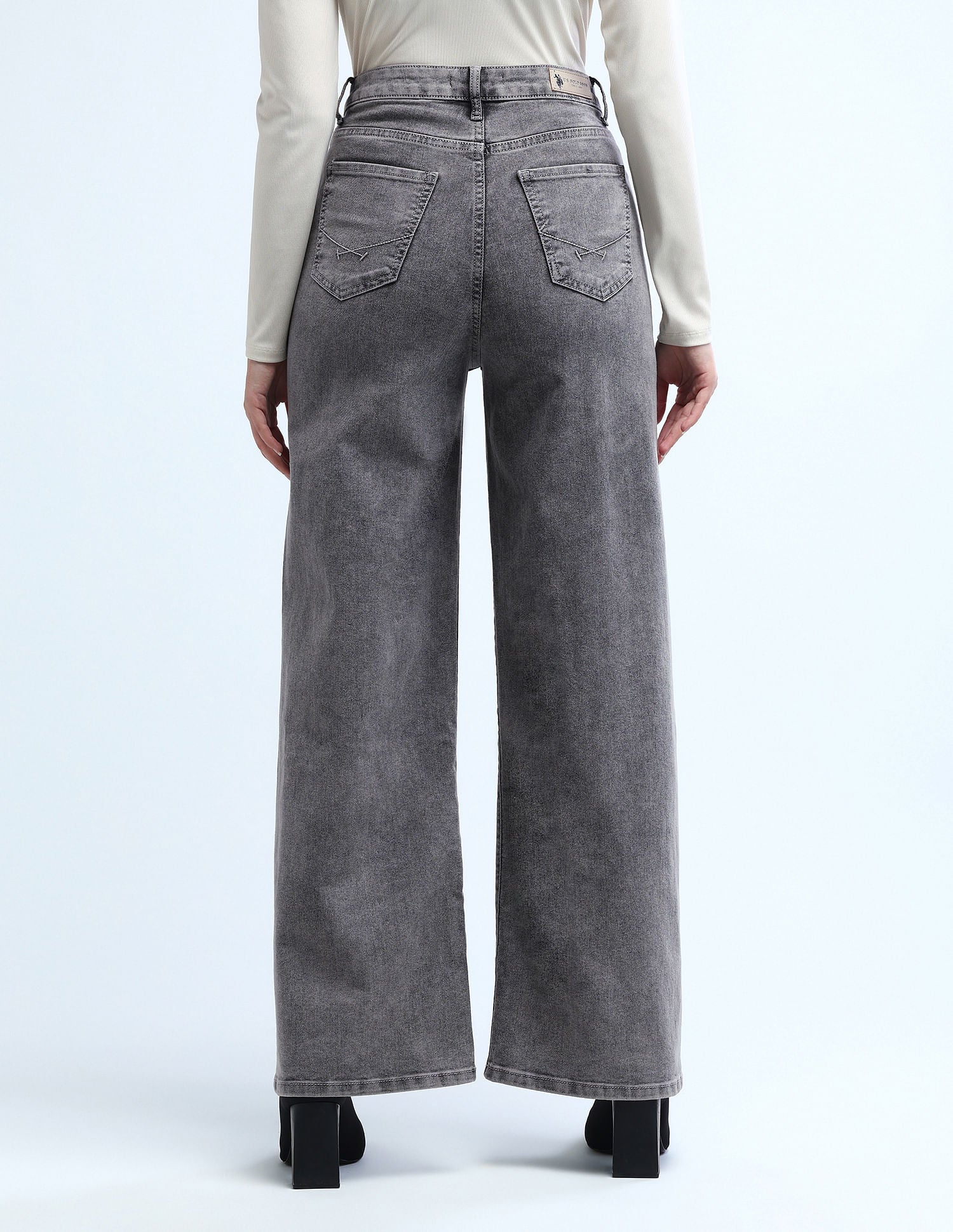 High Rise Stretchable Baggy Jeans Light Grey - U.S. POLO ASSN. | Large