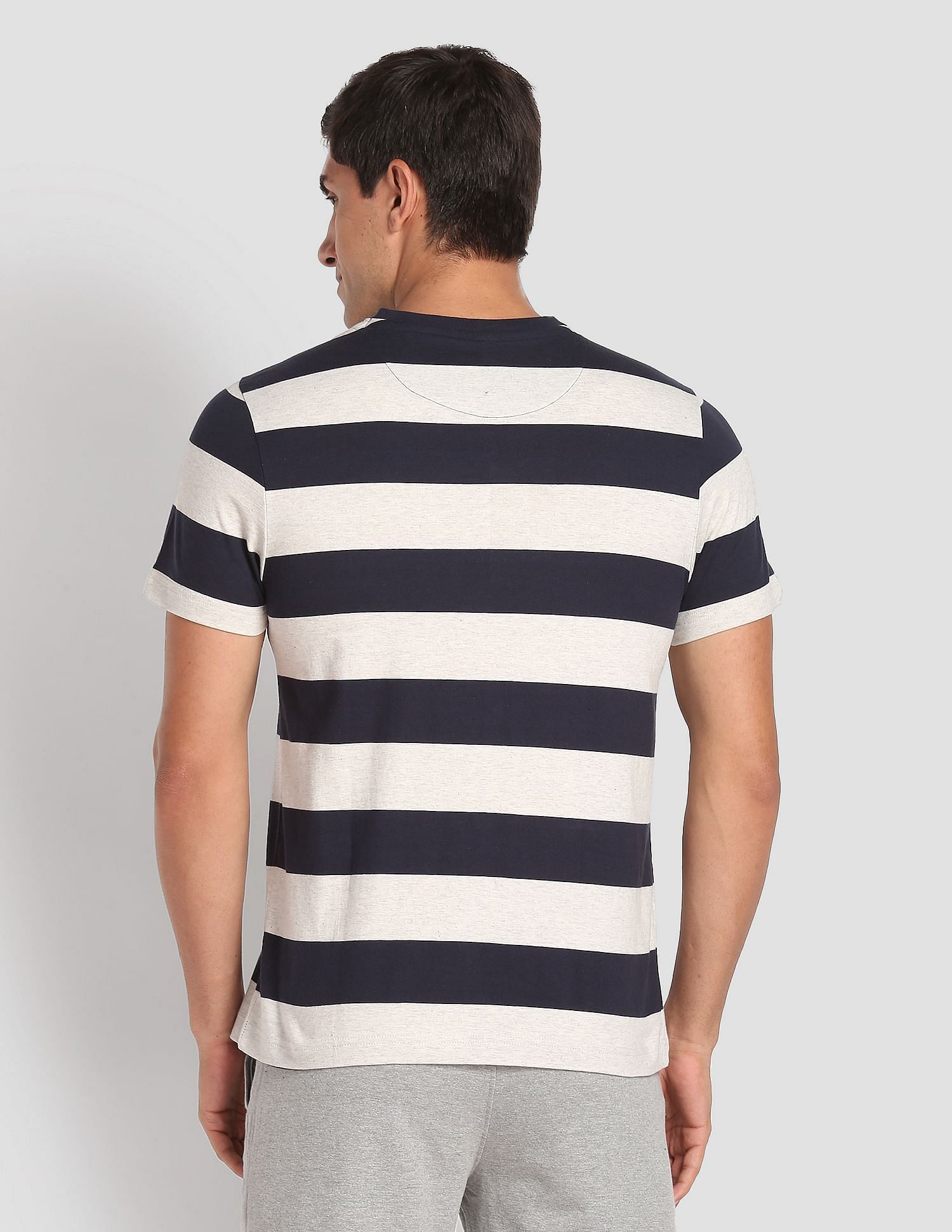 Crew Neck Striped I688 Lounge T-Shirt - Pack Of 1 Grey and Navy - U.S. POLO ASSN. | Large