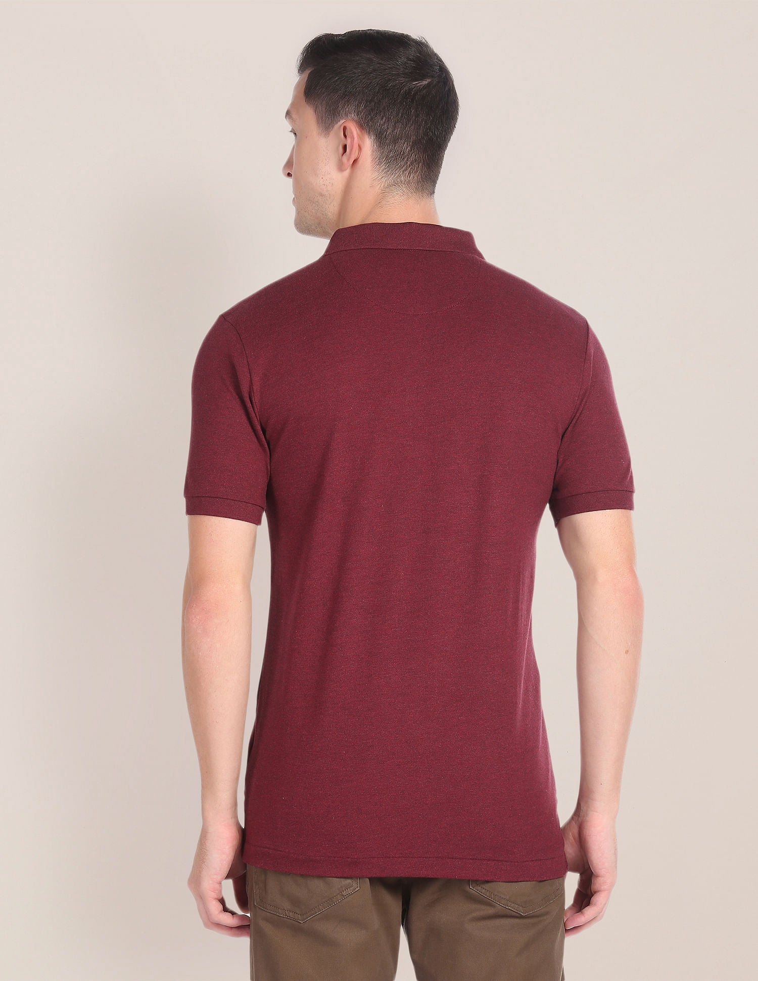 Embroidered Logo Heathered Polo Shirt Maroon - U.S. Polo Assn. India | Large