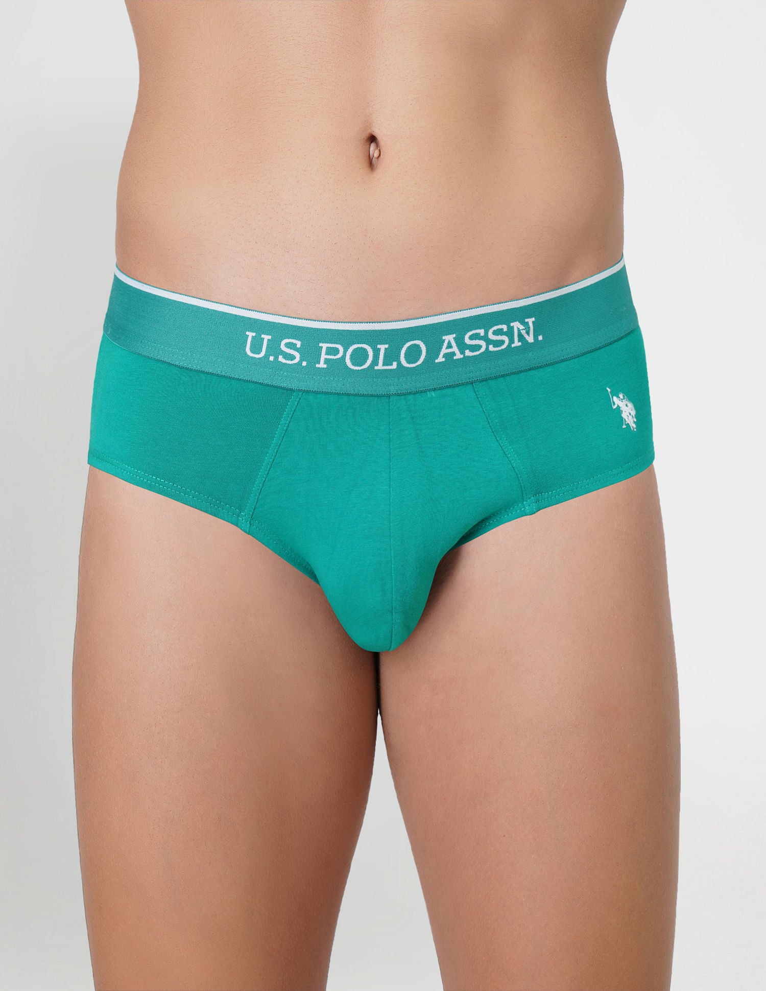 Cotton Stretch Antibacterial EB004 Briefs - Pack Of 2 Black and Aqua - U.S. POLO ASSN. | Large
