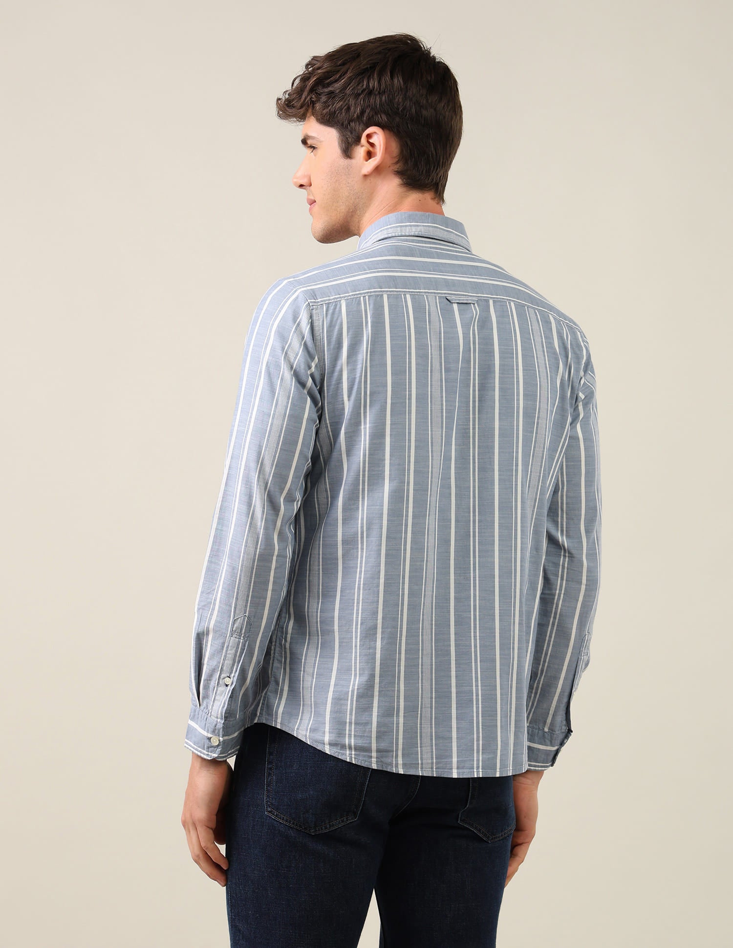 Vertical Striped Regular Fit Shirt Blue - U.S. Polo Assn. India | Large