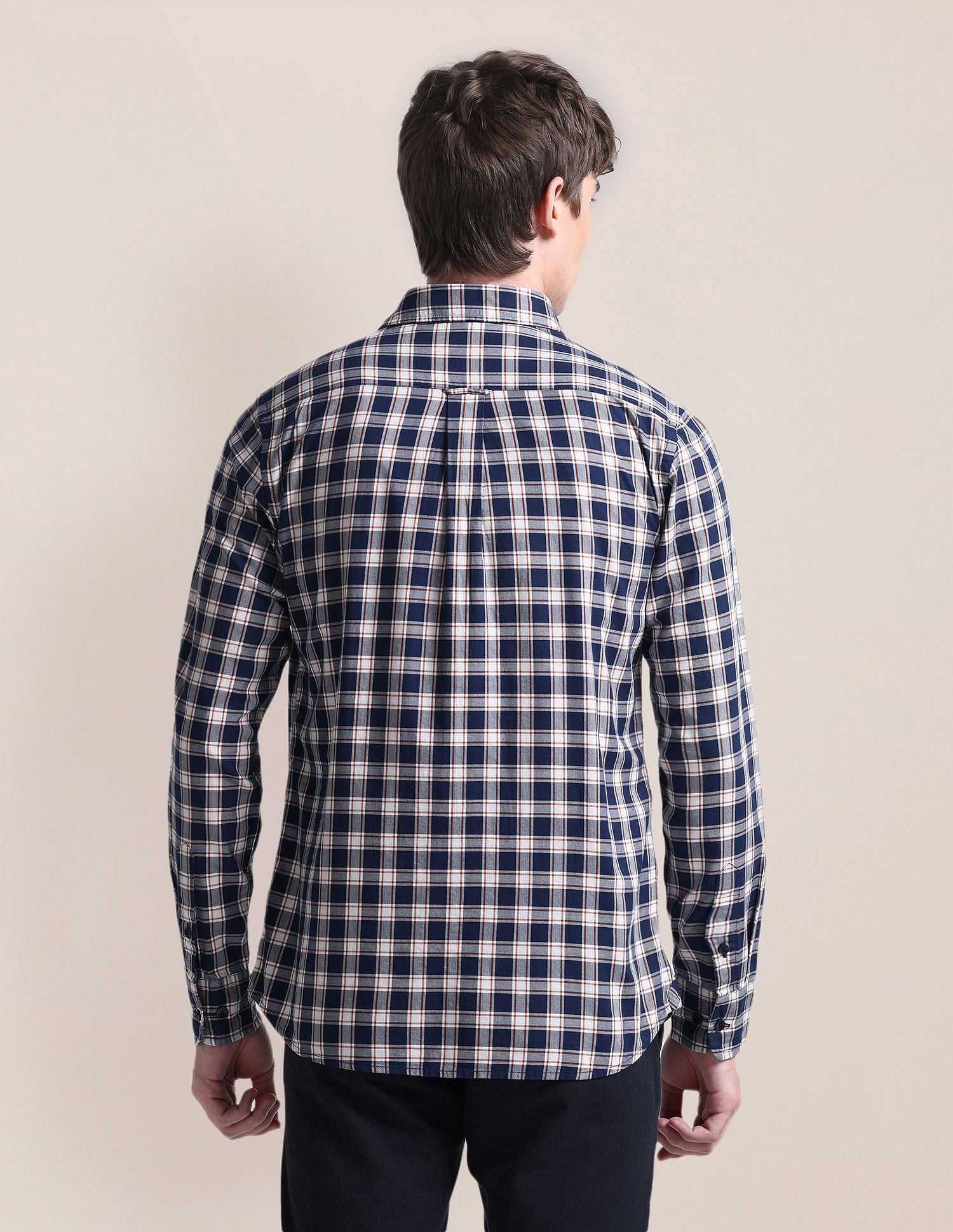 Tartan Checked Twill Cotton Shirt NAVY BLUE - U.S. Polo Assn. India | Large