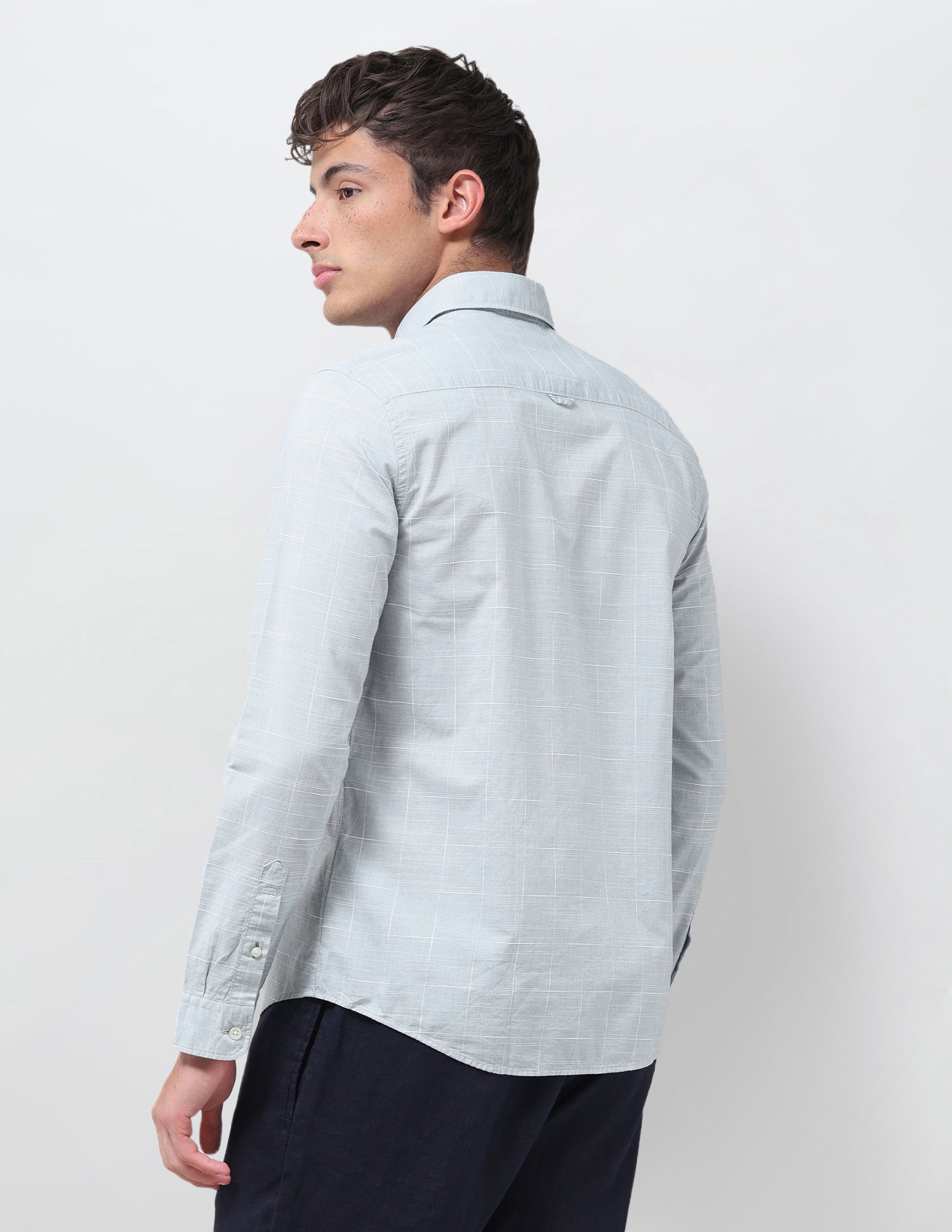 Windowpane Checked Jaquard Shirt Light Grey - U.S. Polo Assn. India | Large